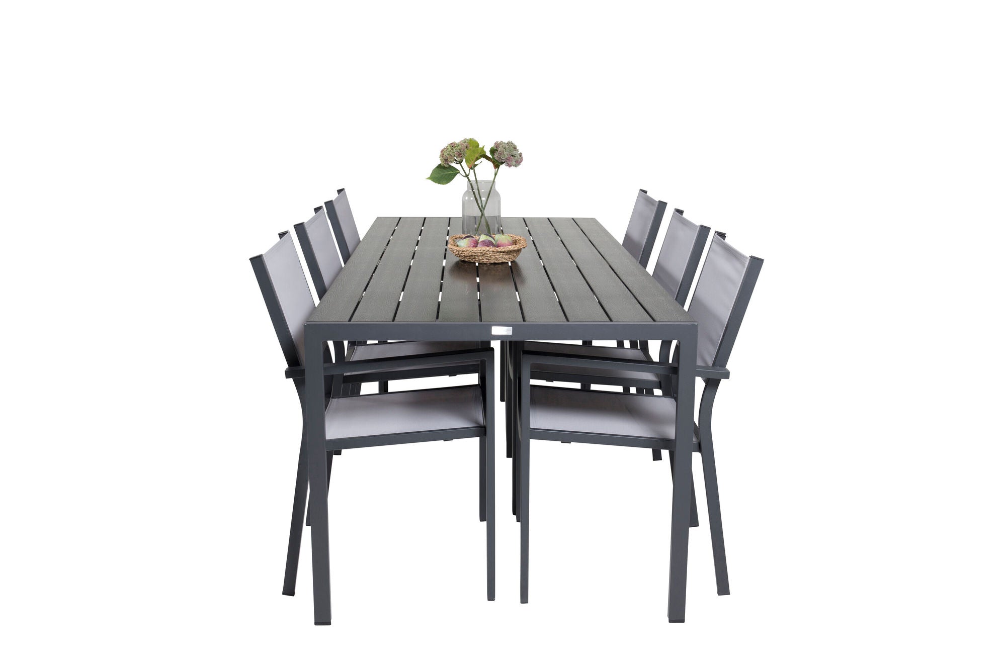 Venture Home Break spisebord - 205*90 - Black Alu / Black Aintwood+Copacabana Arm stol (s