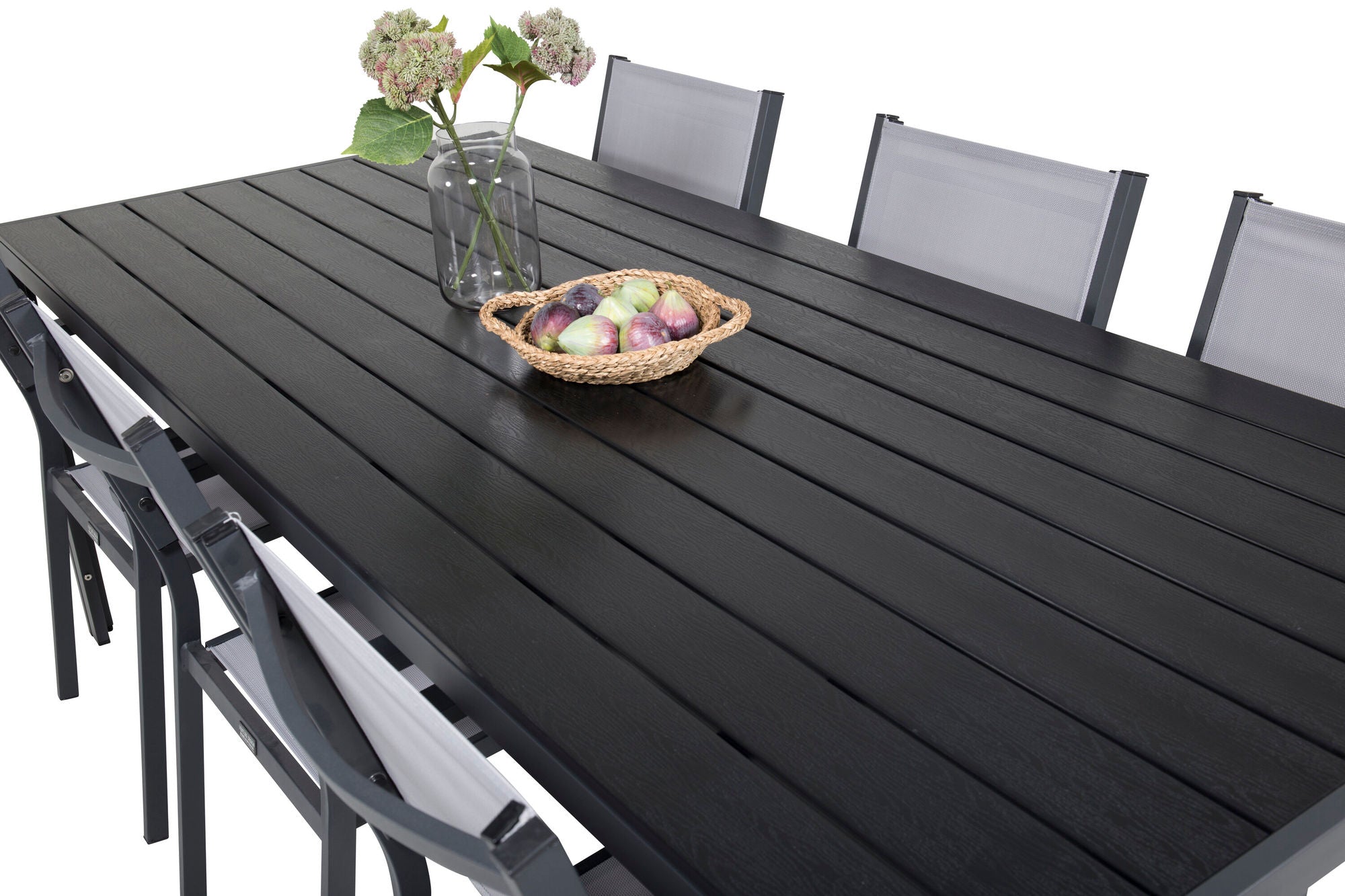 Venture Home Break spisebord - 205*90 - Black Alu / Black Aintwood+Copacabana Arm stol (s