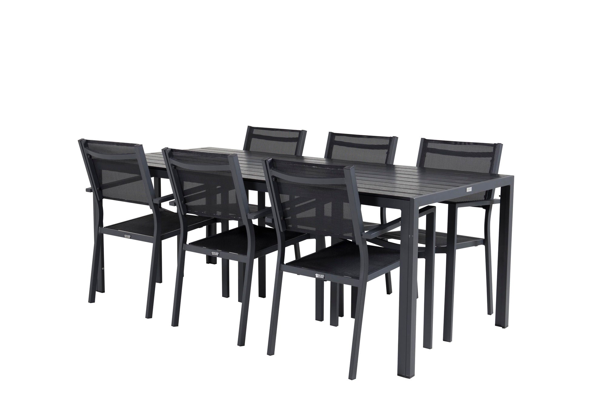 Venture Home Break spisebord - 205*90 - Black Alu / Black Aintwood+Copacabana Arm stol (s