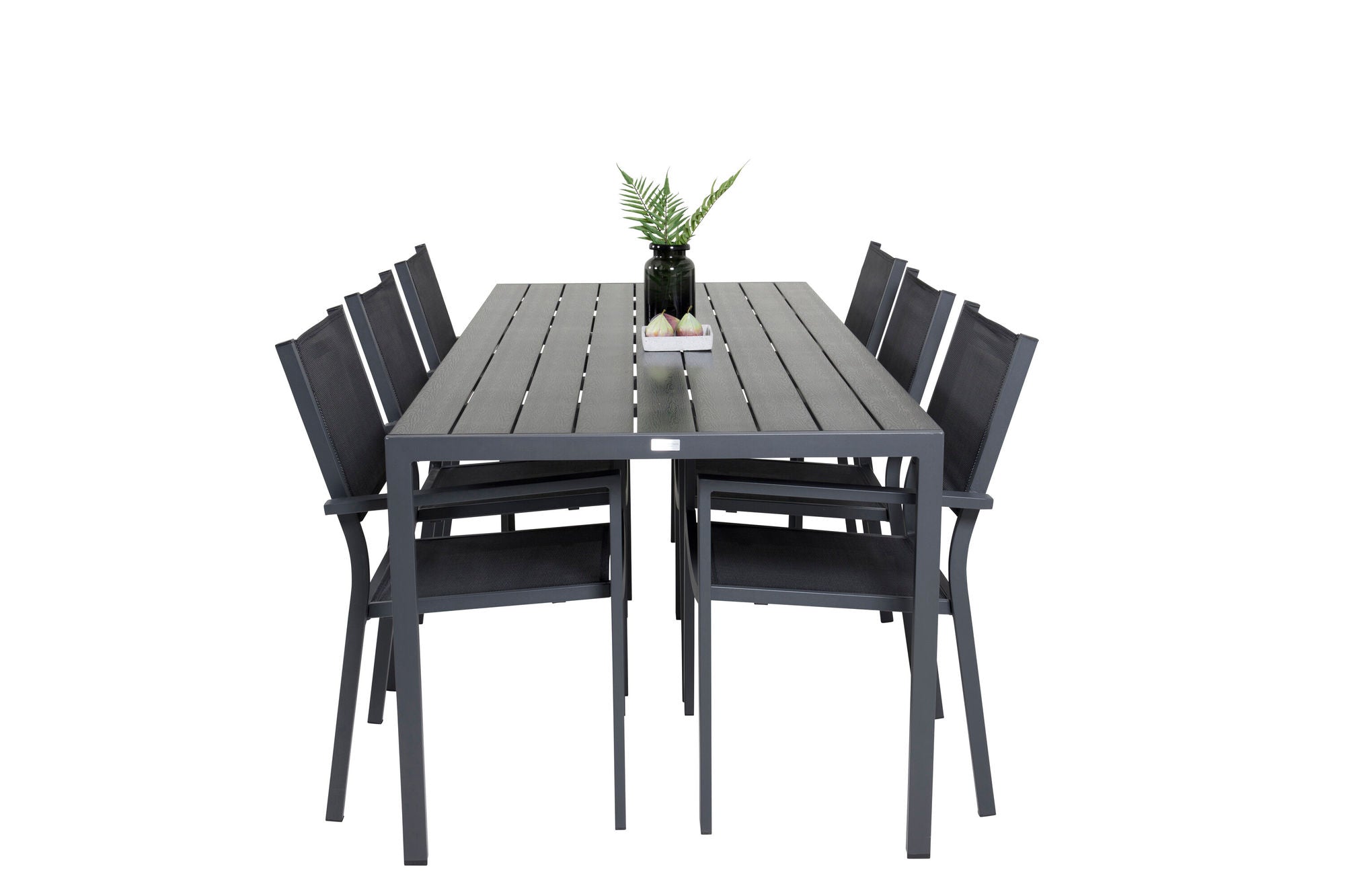 Venture Home Break spisebord - 205*90 - Black Alu / Black Aintwood+Copacabana Arm stol (s