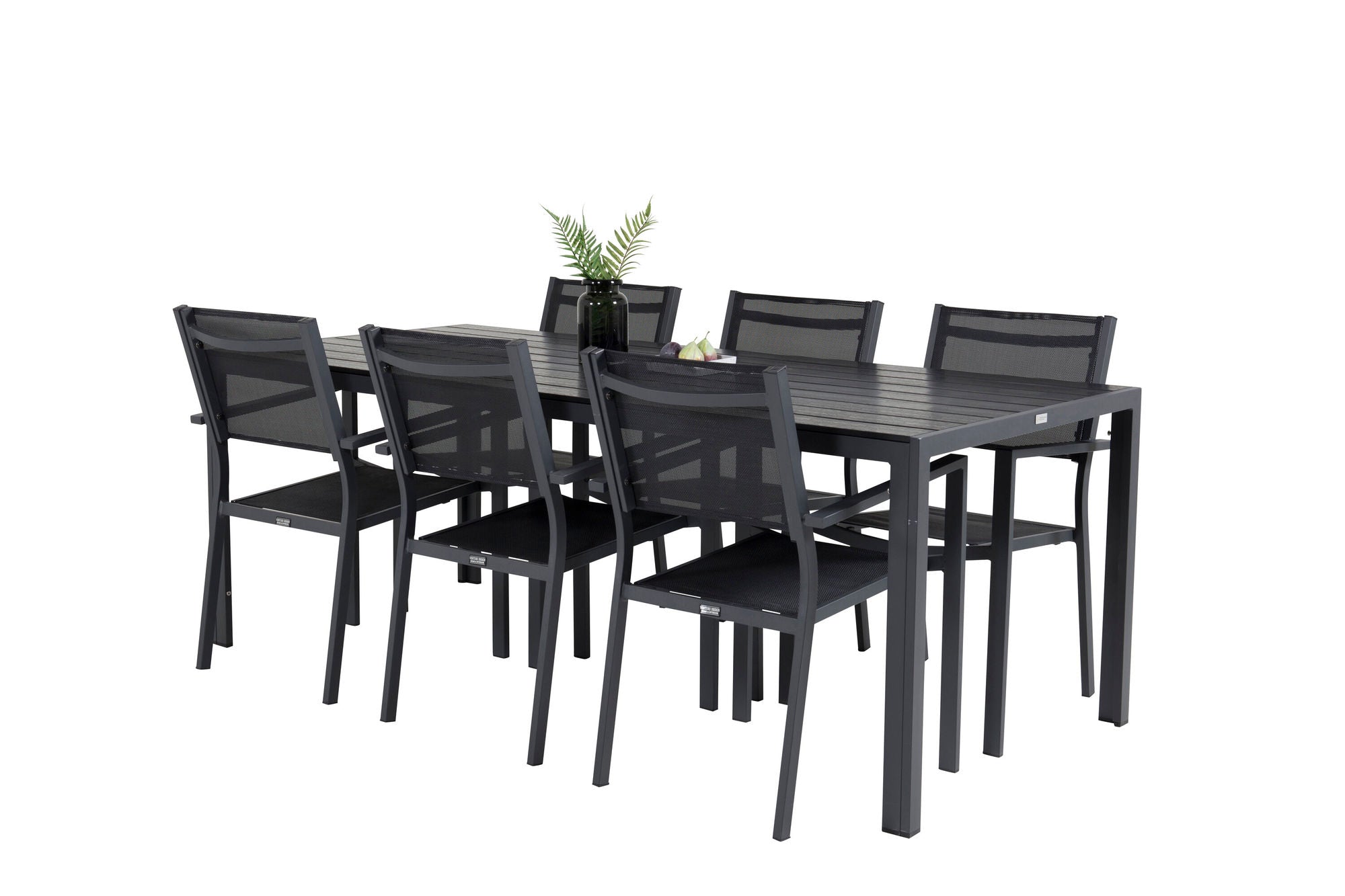 Venture Home Break spisebord - 205*90 - Black Alu / Black Aintwood+Copacabana Arm stol (s