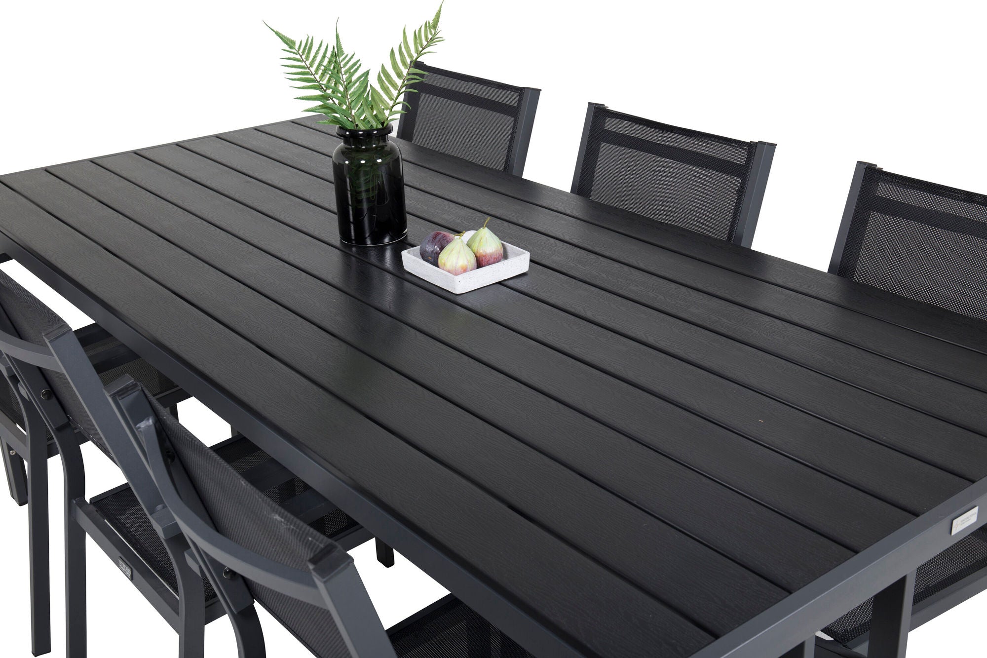 Venture Home Break spisebord - 205*90 - Black Alu / Black Aintwood+Copacabana Arm stol (s