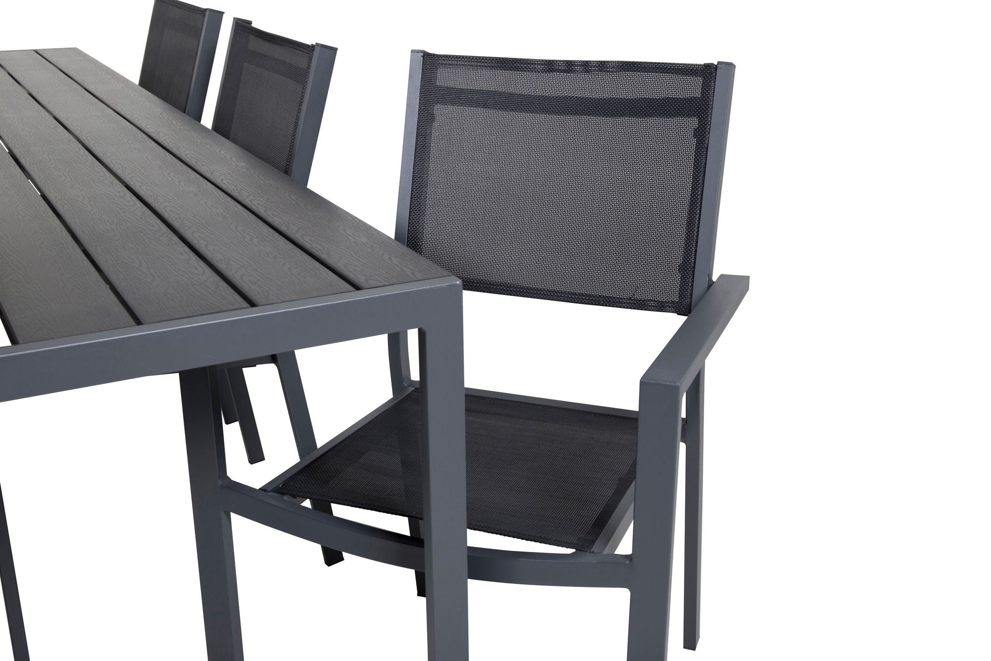 Venture Home Break spisebord - 205*90 - Black Alu / Black Aintwood+Copacabana Arm stol (s