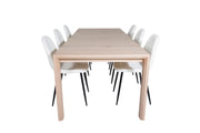 Venture Home Slider Extention bord - White Wash - 170+40+40cm +Polar Fluff Spisebordsstol - B