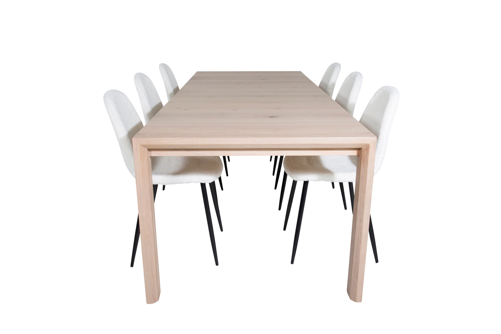 Venture Home Slider Extention bord - White Wash - 170+40+40cm +Polar Fluff Spisebordsstol - B