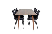 Venture Home Polar spisebord 180 cm - Walnut top - Walnut Legs+Polar Spisebordsstol - Black legs / Black Velvet (ersätter 19902-888)_6