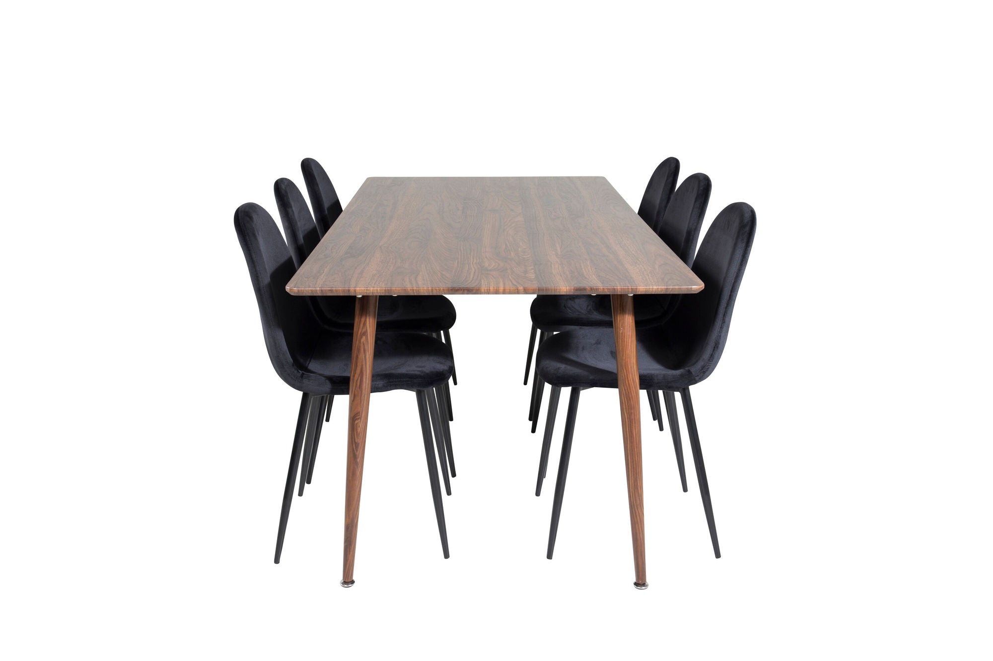 Venture Home Polar spisebord 180 cm - Walnut top - Walnut Legs+Polar Spisebordsstol - Black legs / Black Velvet (ersätter 19902-888)_6