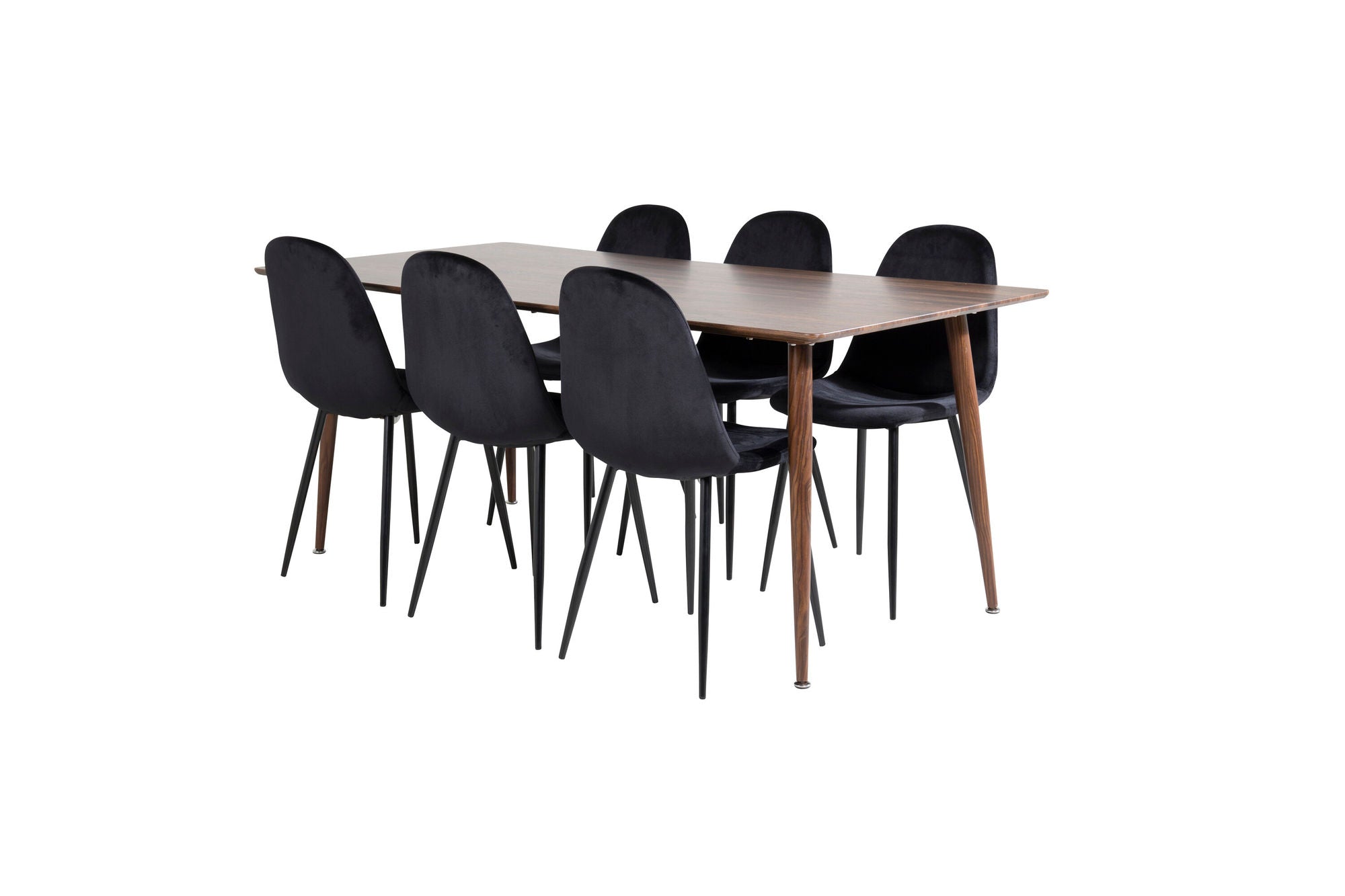 Venture Home Polar spisebord 180 cm - Walnut top - Walnut Legs+Polar Spisebordsstol - Black legs / Black Velvet (ersätter 19902-888)_6