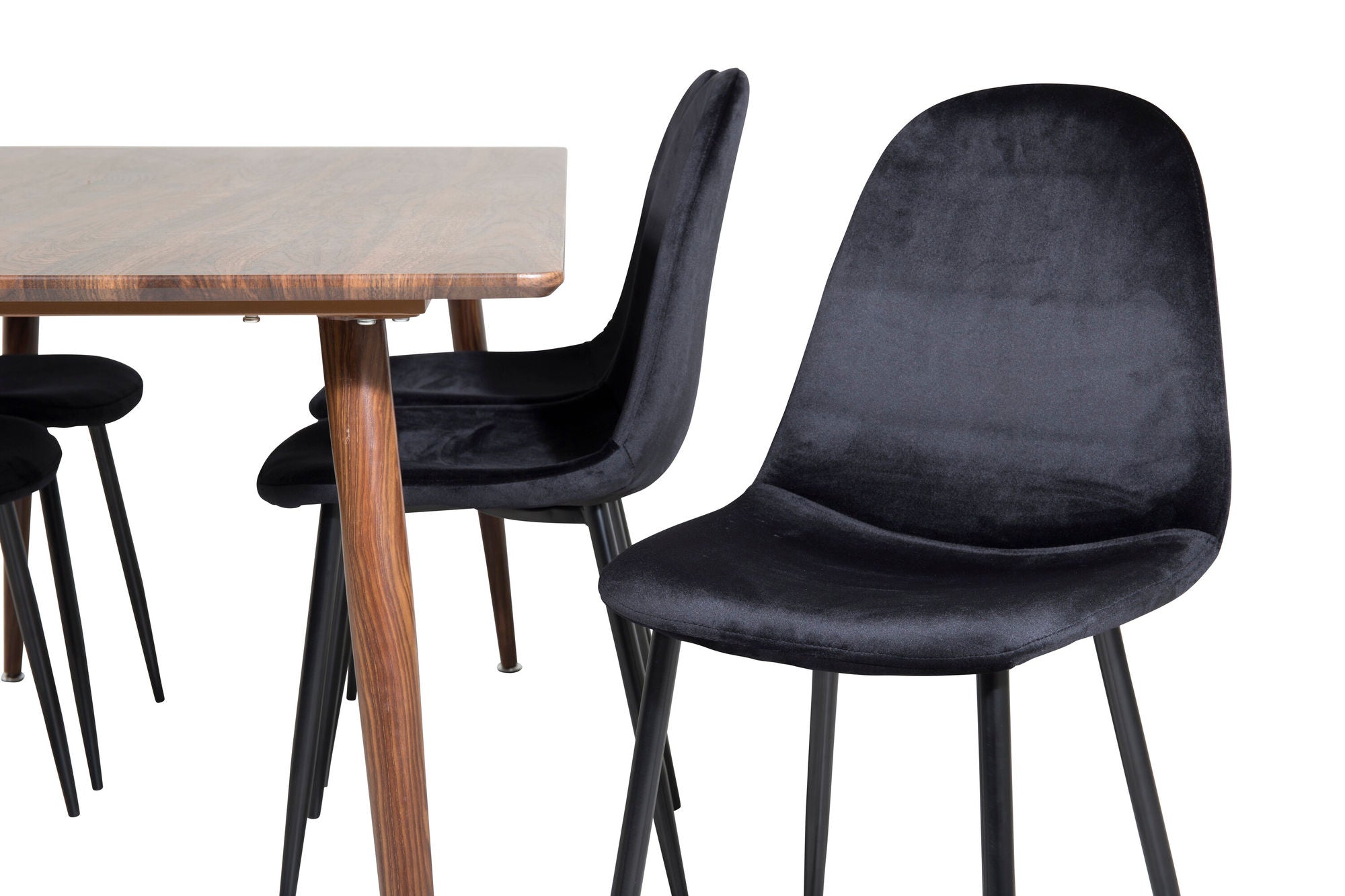Venture Home Polar spisebord 180 cm - Walnut top - Walnut Legs+Polar Spisebordsstol - Black legs / Black Velvet (ersätter 19902-888)_6