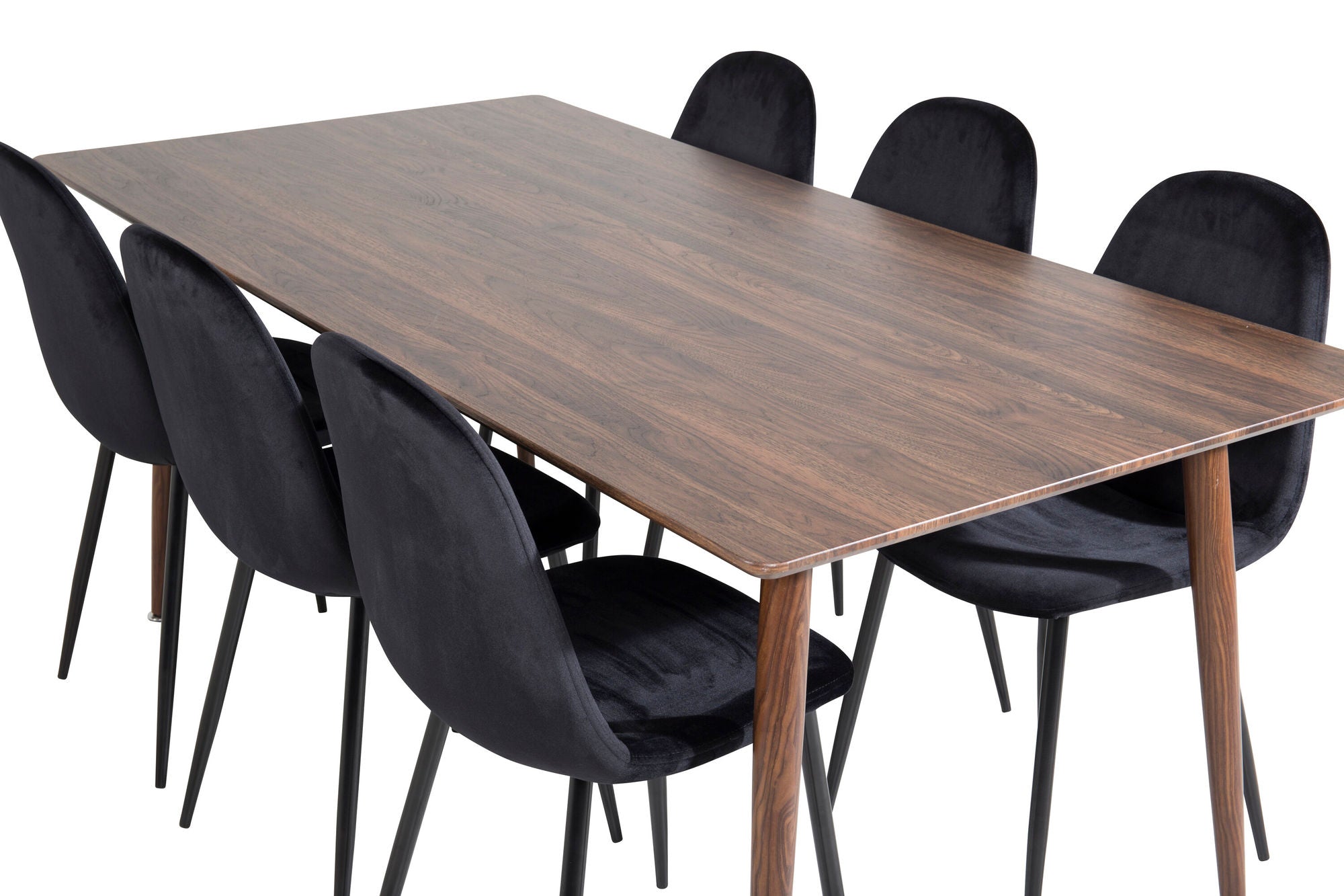 Venture Home Polar spisebord 180 cm - Walnut top - Walnut Legs+Polar Spisebordsstol - Black legs / Black Velvet (ersätter 19902-888)_6