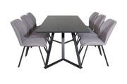 Venture Home Marina spisebord - Black top / Black Legs +Gemma Spisebordsstol - Black Legs - Grey Fabric_6