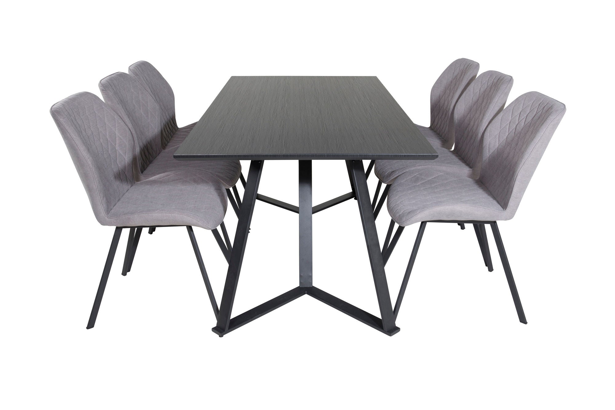Venture Home Marina spisebord - Black top / Black Legs +Gemma Spisebordsstol - Black Legs - Grey Fabric_6