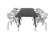 Venture Home Dipp spisebord - 180*90cm - Black / Black Brass+Arrow armchair - Black Legs - Grey Velvet_6