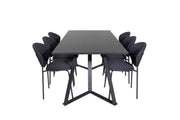 Venture Home Marina spisebord - Black top / Black Legs +Vault Spisebordsstol - Black Legs - Black Fabric_6