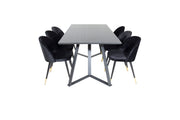 Venture Home Marina spisebord - Black top / Black Legs +Velvet Spisebordsstol Brass - Black / Black_6