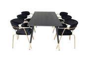 Venture Home Dipp spisebord - 180*90cm - Black / Black Brass+Arrow armchair - Brass Legs - Black Velvet_6