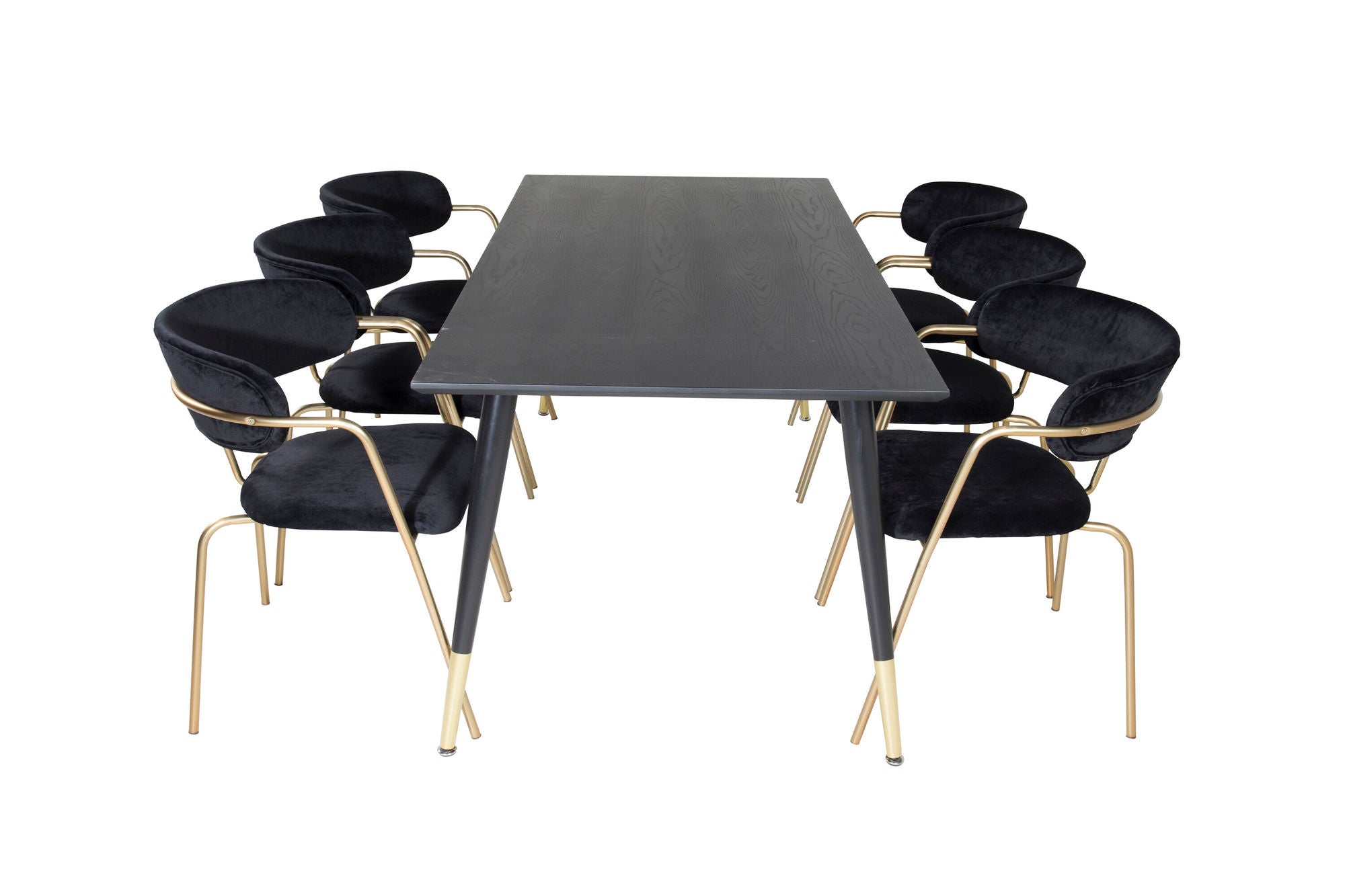 Venture Home Dipp spisebord - 180*90cm - Black / Black Brass+Arrow armchair - Brass Legs - Black Velvet_6