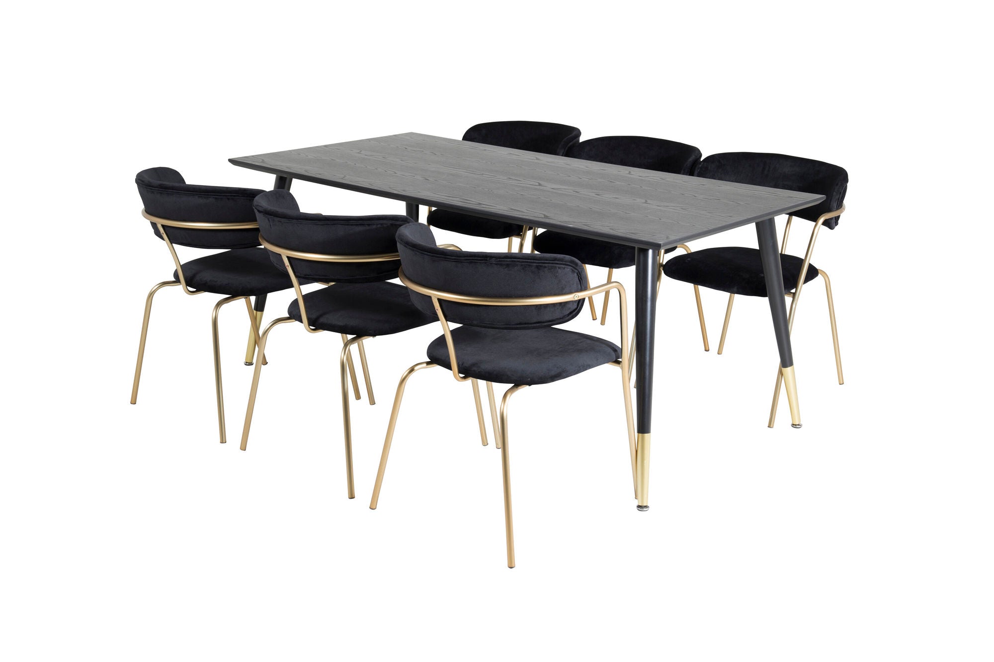 Venture Home Dipp spisebord - 180*90cm - Black / Black Brass+Arrow armchair - Brass Legs - Black Velvet_6
