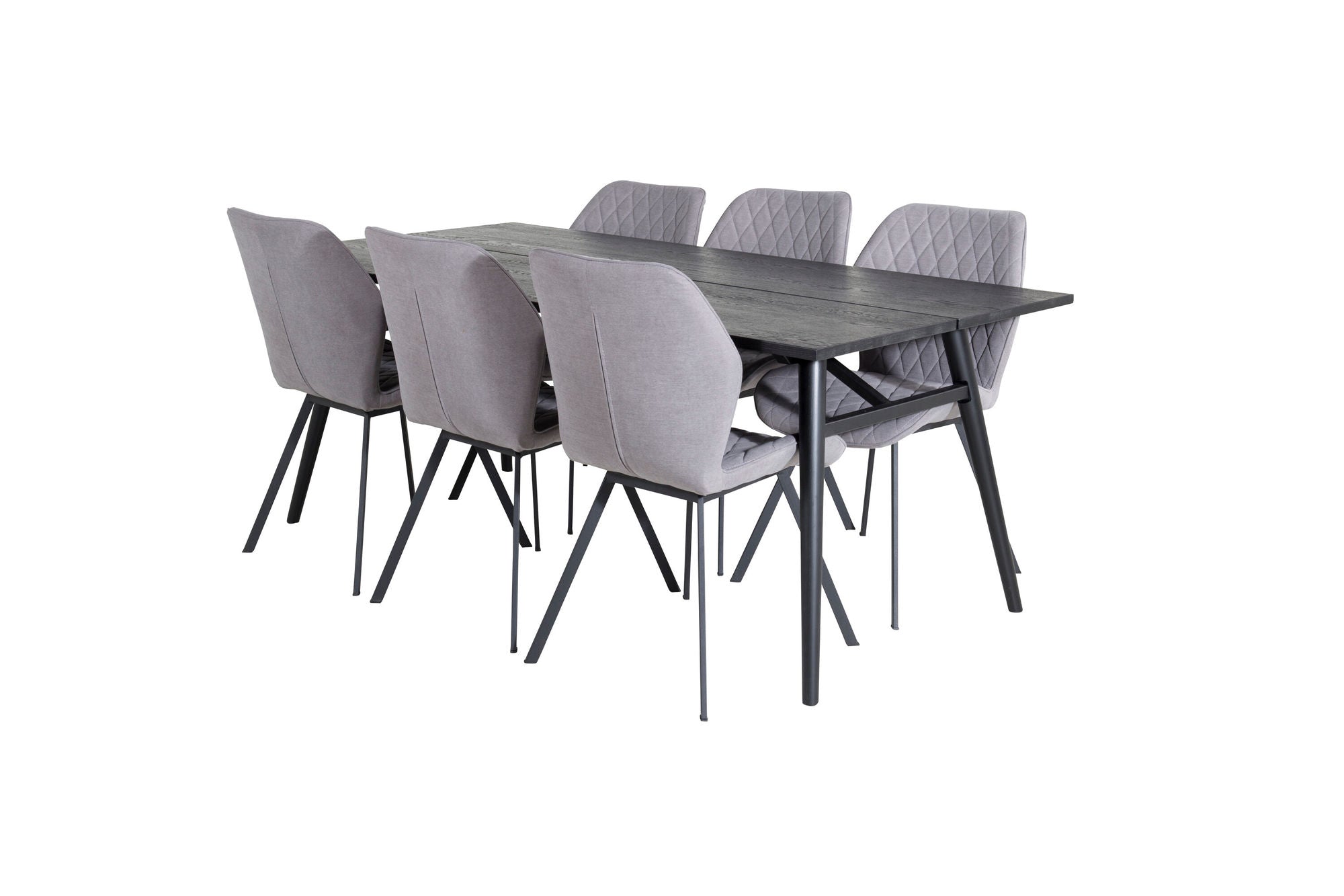 Venture Home Sleek Extentionbord Black Brushed - 195*95+Gemma Spisebordsstol - Black Legs - Grey Fabric_6