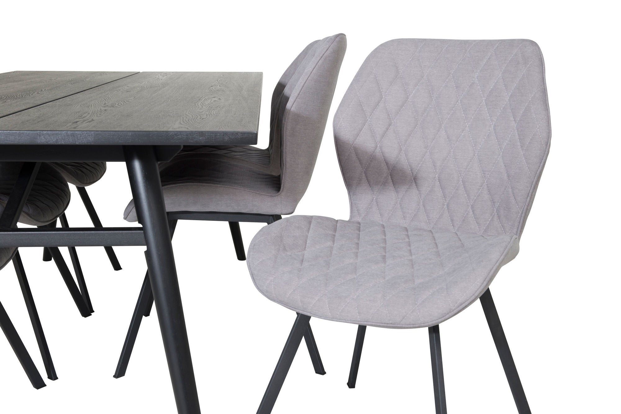 Venture Home Sleek Extentionbord Black Brushed - 195*95+Gemma Spisebordsstol - Black Legs - Grey Fabric_6