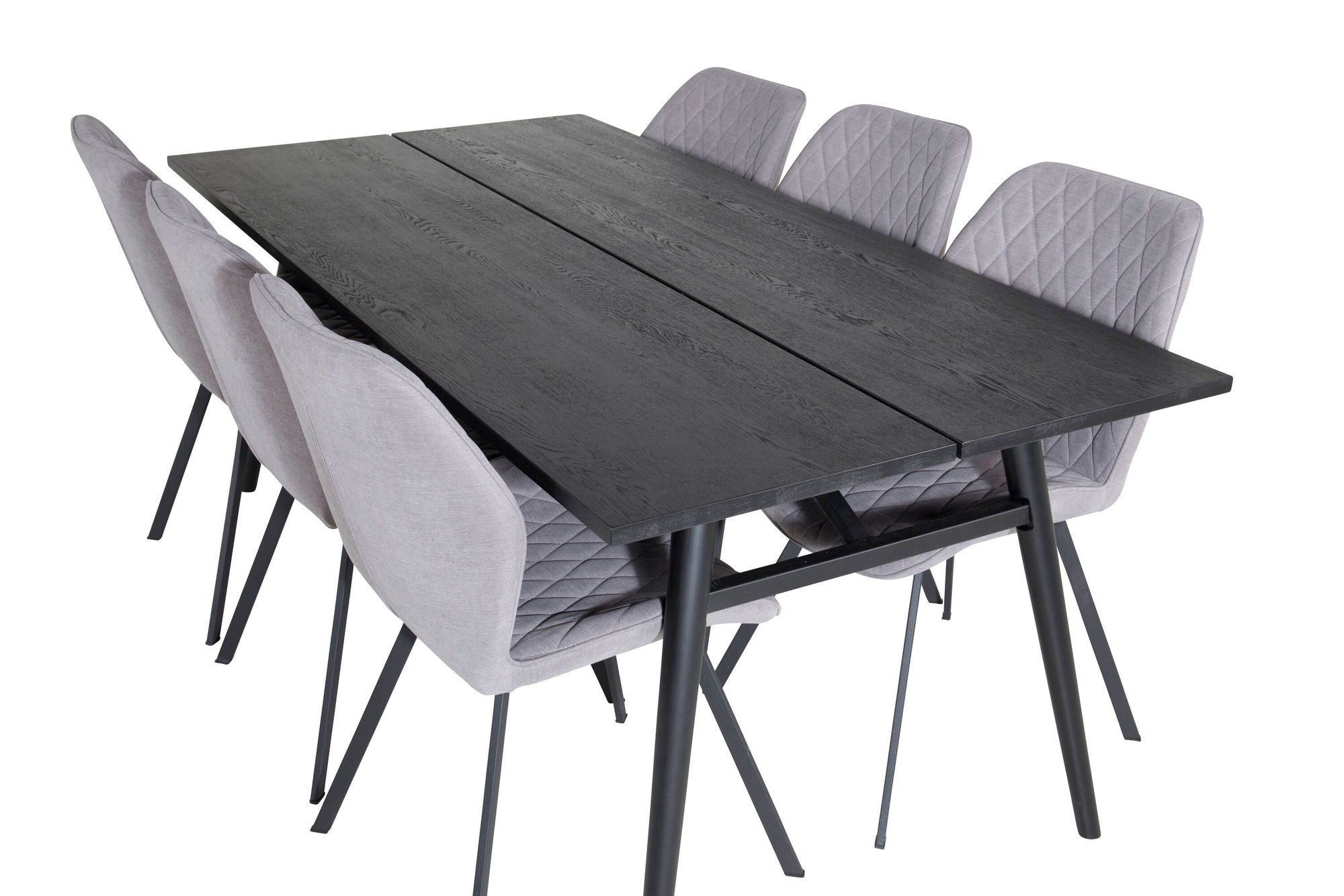 Venture Home Sleek Extentionbord Black Brushed - 195*95+Gemma Spisebordsstol - Black Legs - Grey Fabric_6