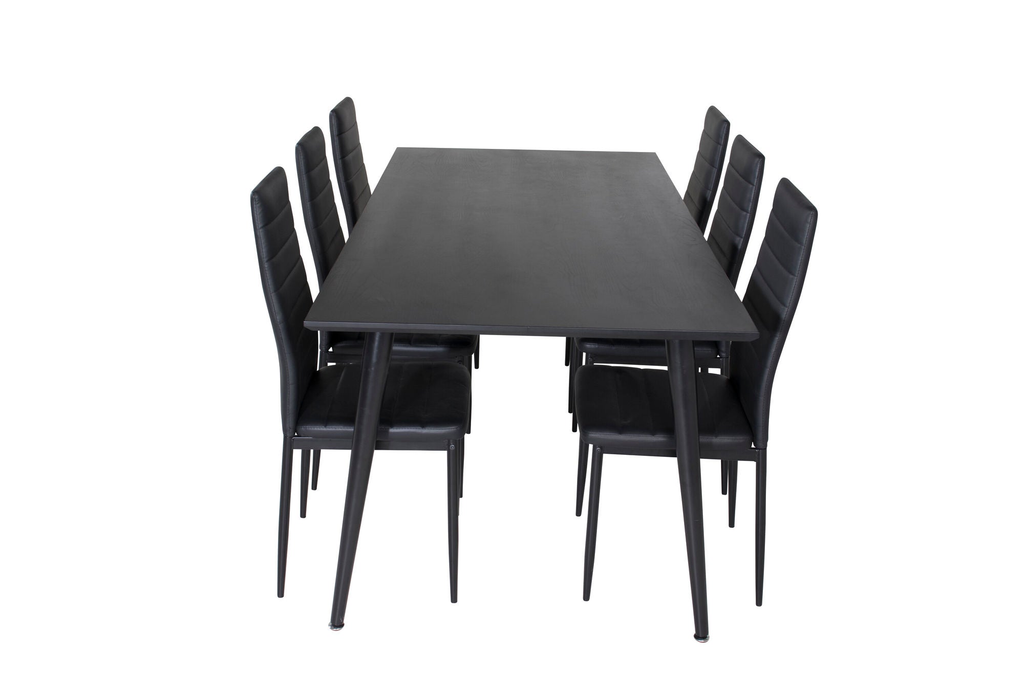 Venture Home Dipp spisebord - 180*90cm - Black Veneer / all black legs +Slim High Back Spisebordsstol - Black Legs - Black PU_6