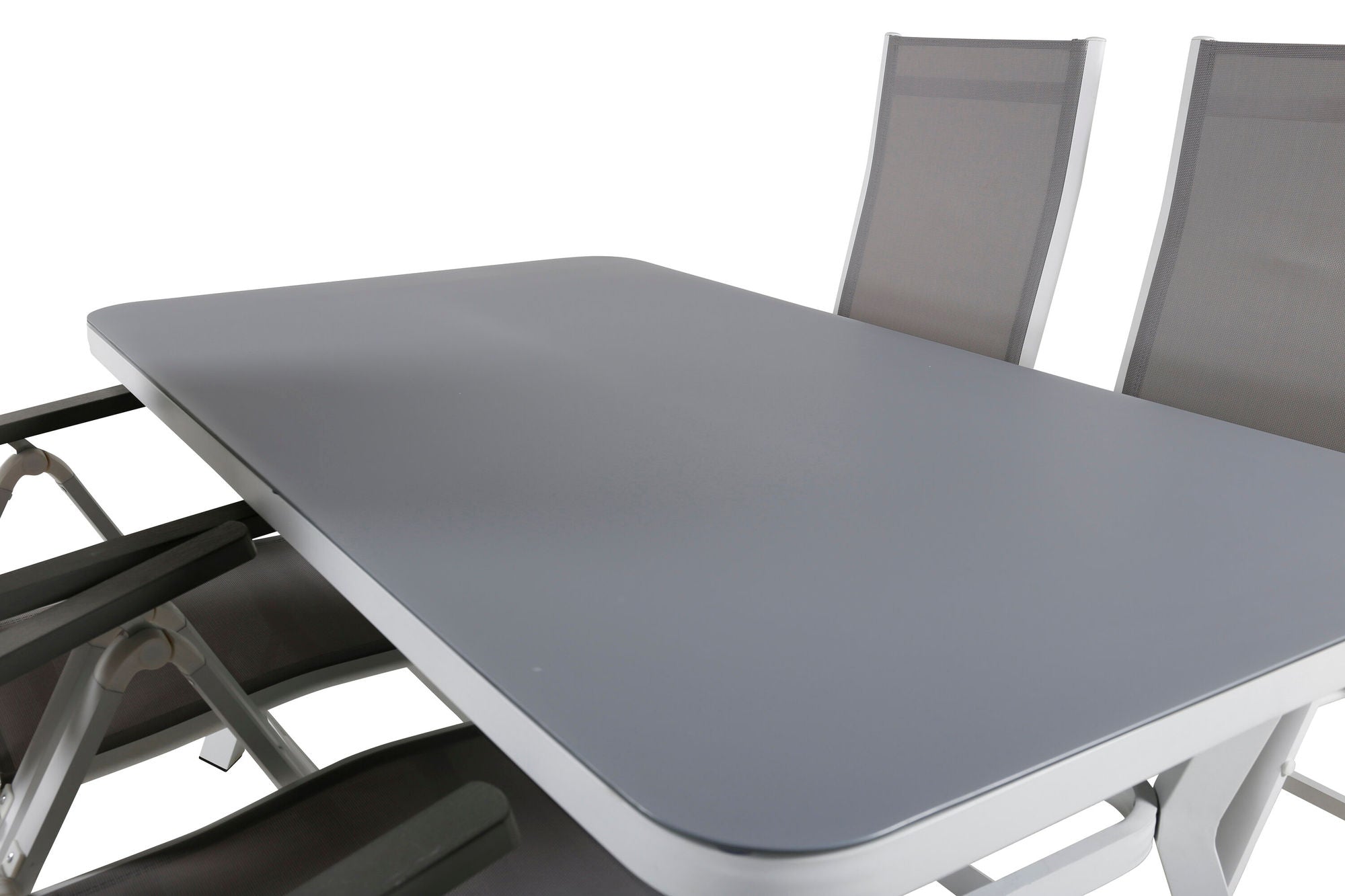 Venture Home Virya spisebord - White Alu / Grey Glass - small bord+Albany Light 5-pos white alu / Grey Textilene_4