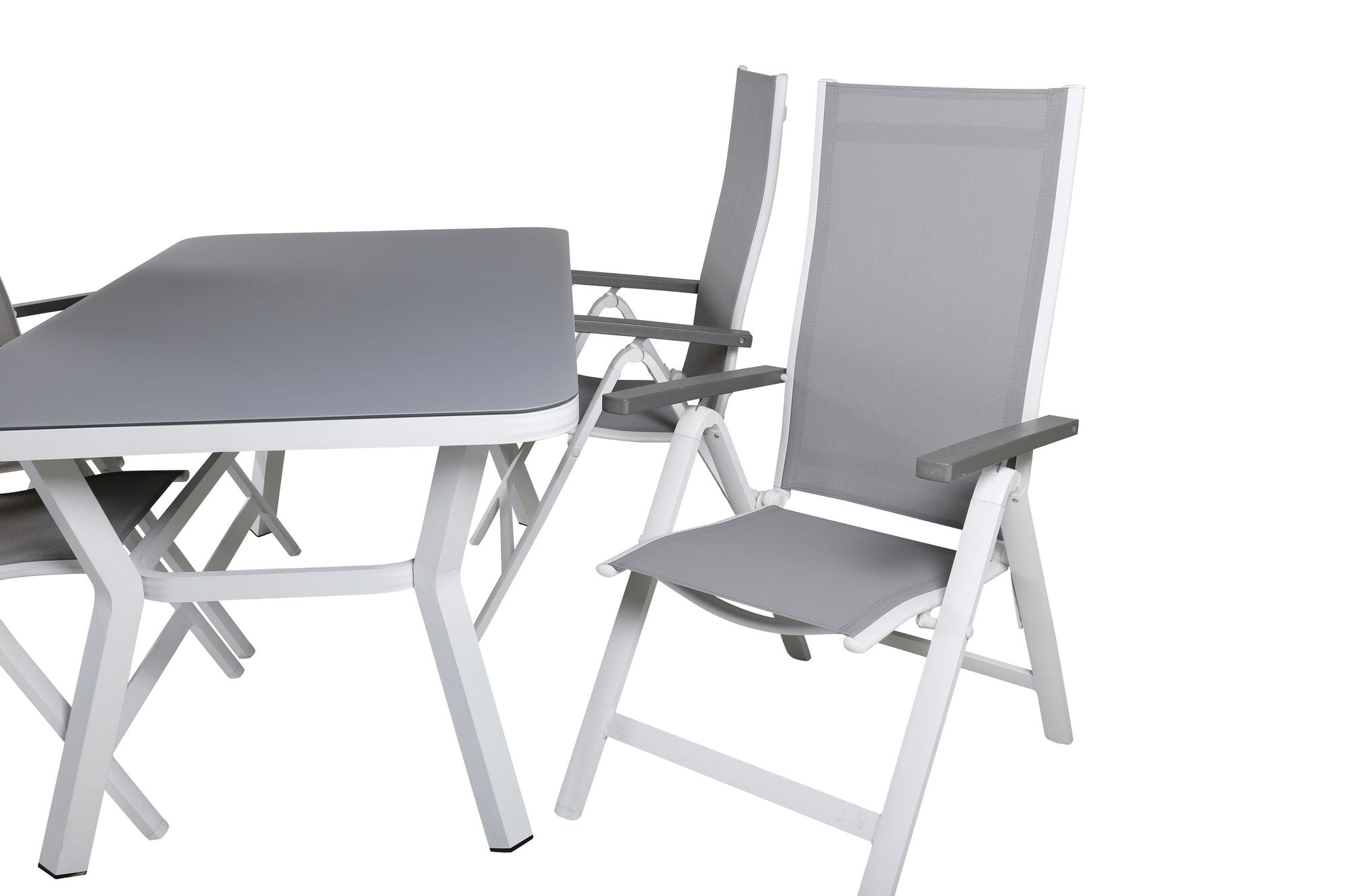 Venture Home Virya spisebord - White Alu / Grey Glass - small bord+Albany Light 5-pos white alu / Grey Textilene_4