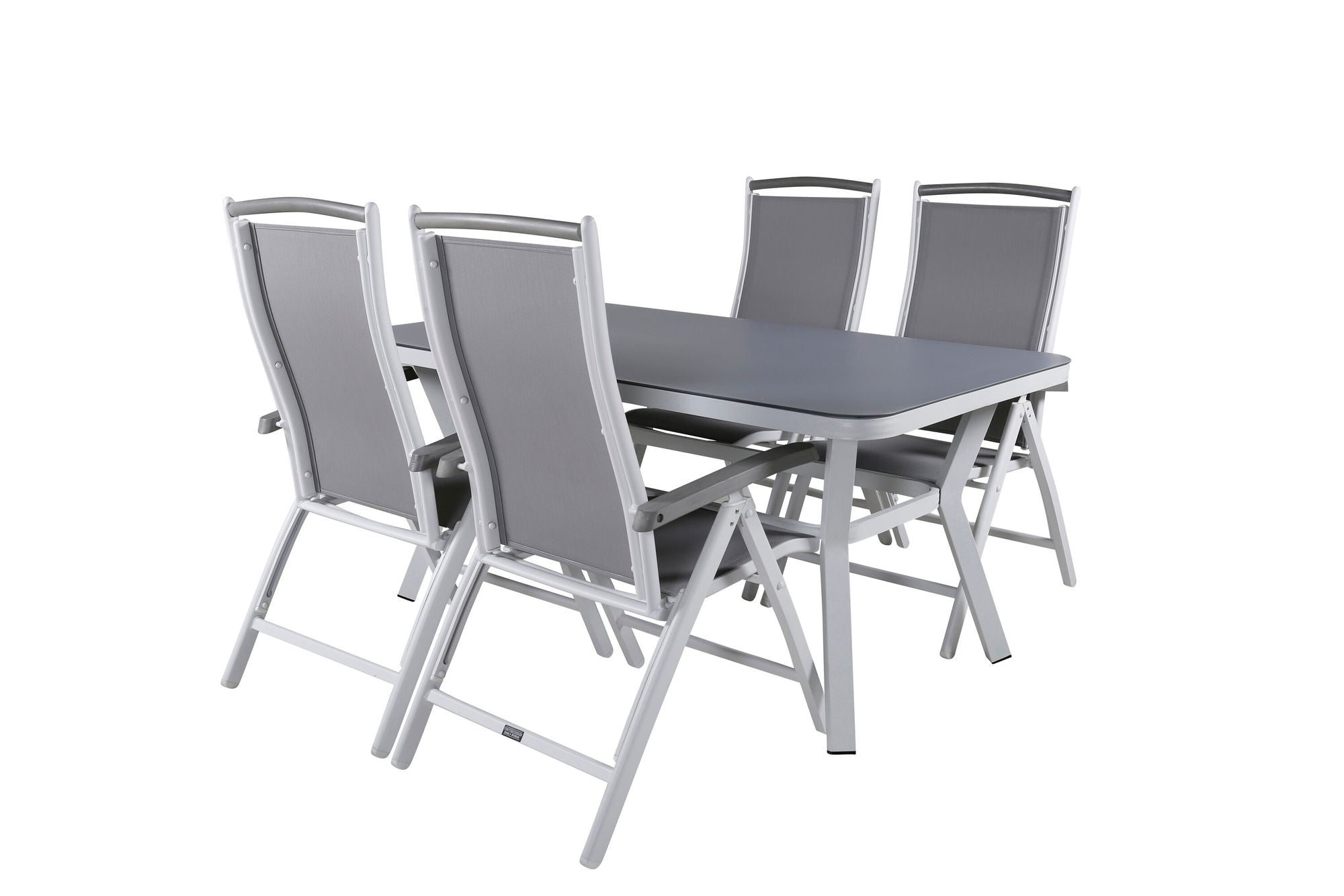 Venture Home Virya spisebord - White Alu / Grey Glass - small bord+Albany 5:pos stol - White/Grey_4