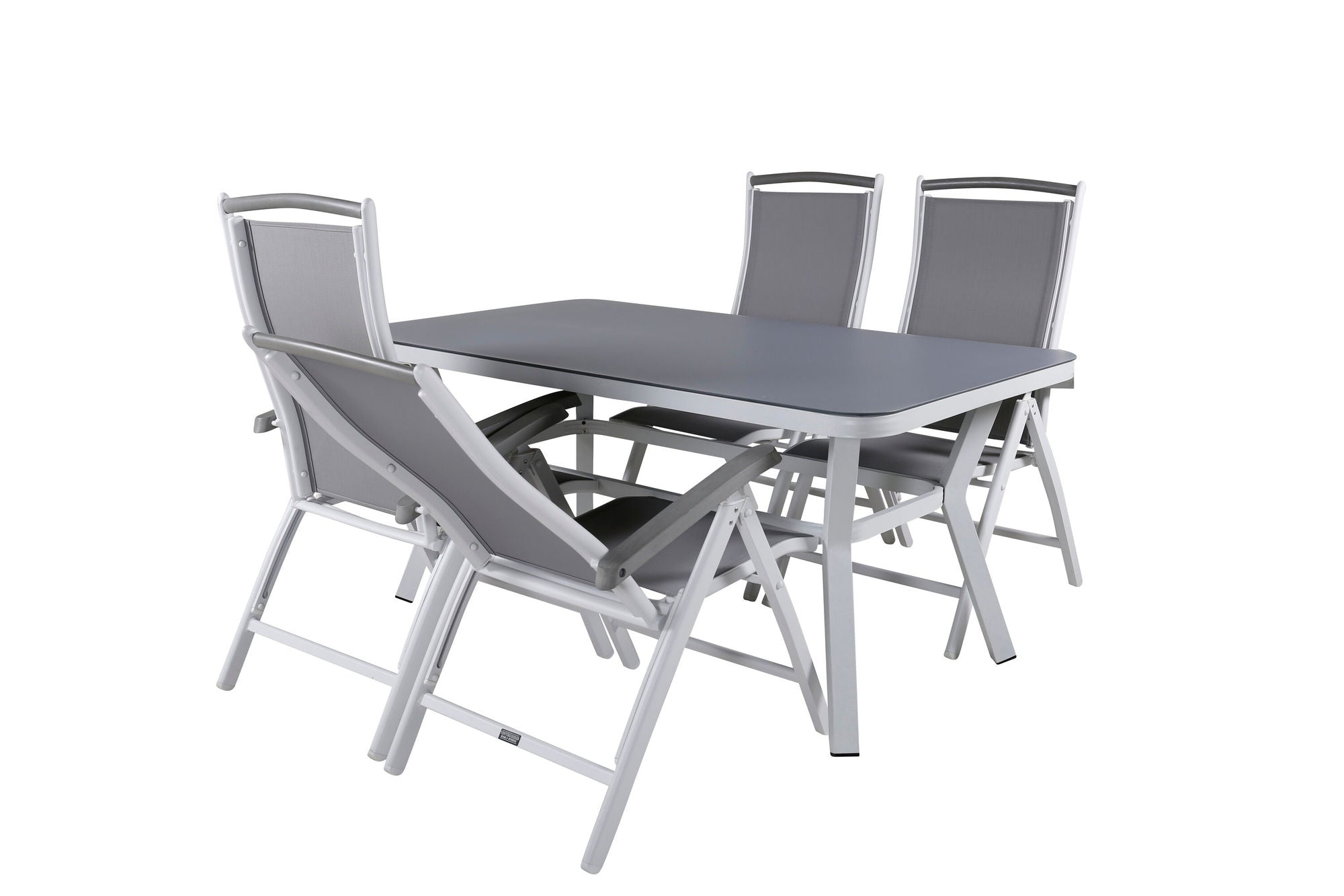 Venture Home Virya spisebord - White Alu / Grey Glass - small bord+Albany 5:pos stol - White/Grey_4