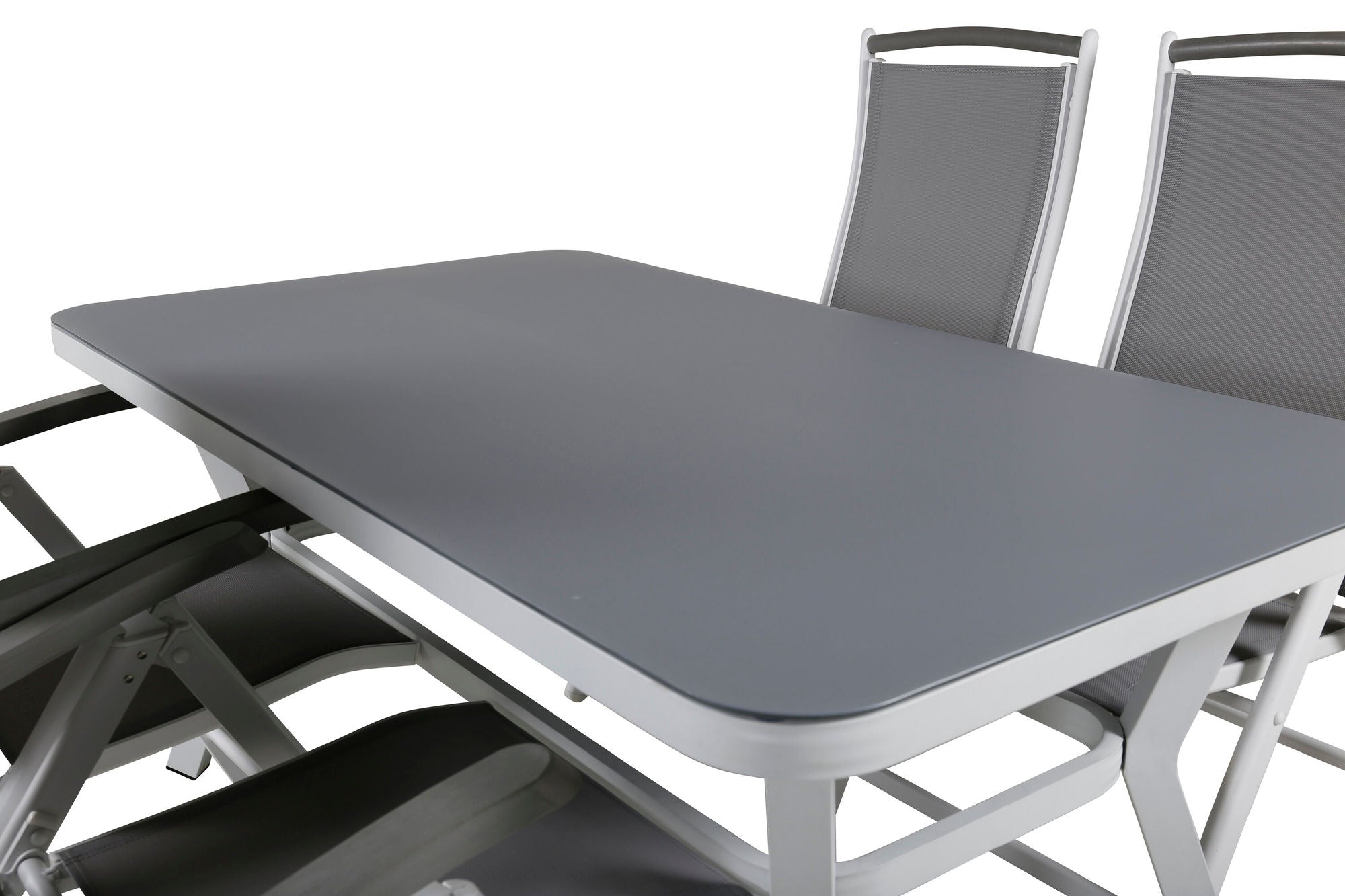Venture Home Virya spisebord - White Alu / Grey Glass - small bord+Albany 5:pos stol - White/Grey_4