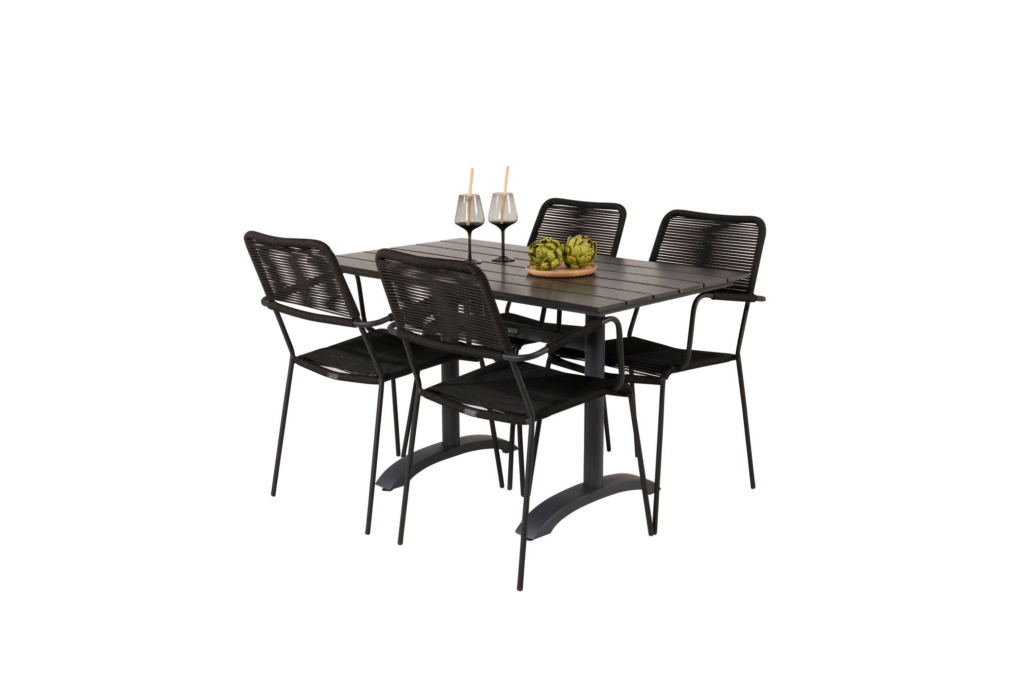 Venture Home Denver Café bord 120*70 - Black Alu / Black Aintwood+Lindos Armchair - Black Alu / Black Rope_4