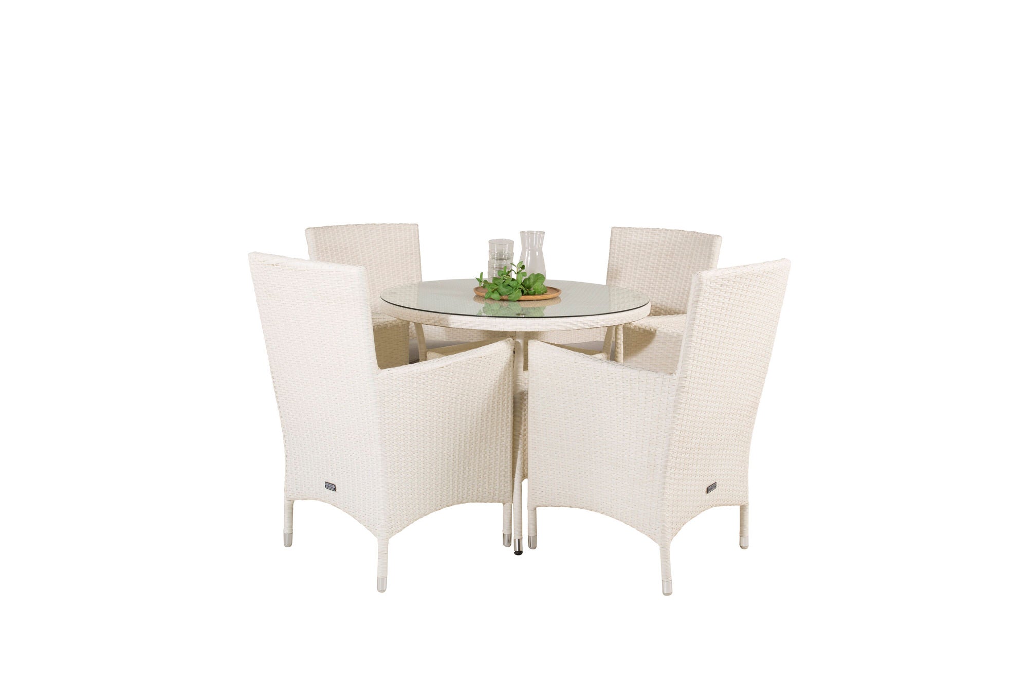Venture Home Volta spisebord - White - ø90+Malin Arm stol with cushion - White / Grey cushion_4