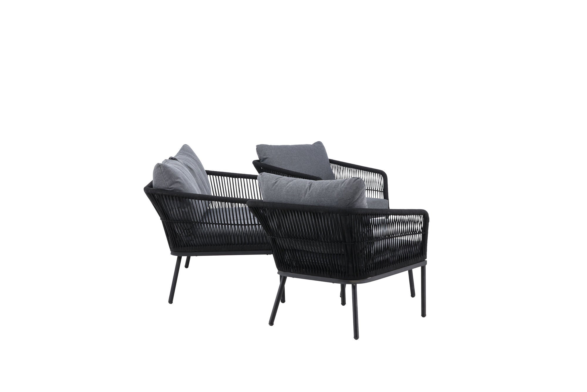 Venture Home Lindos Sofa Set - Black Alu / Black Rope / Grey Cushions