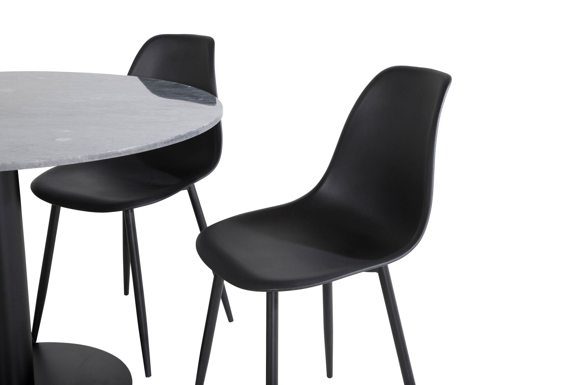 Venture Home Estelle rund spisebord ø106 H75 - Black / Black+Polar Plastic Spisebordsstol - Black Legs / Black Plastic_4
