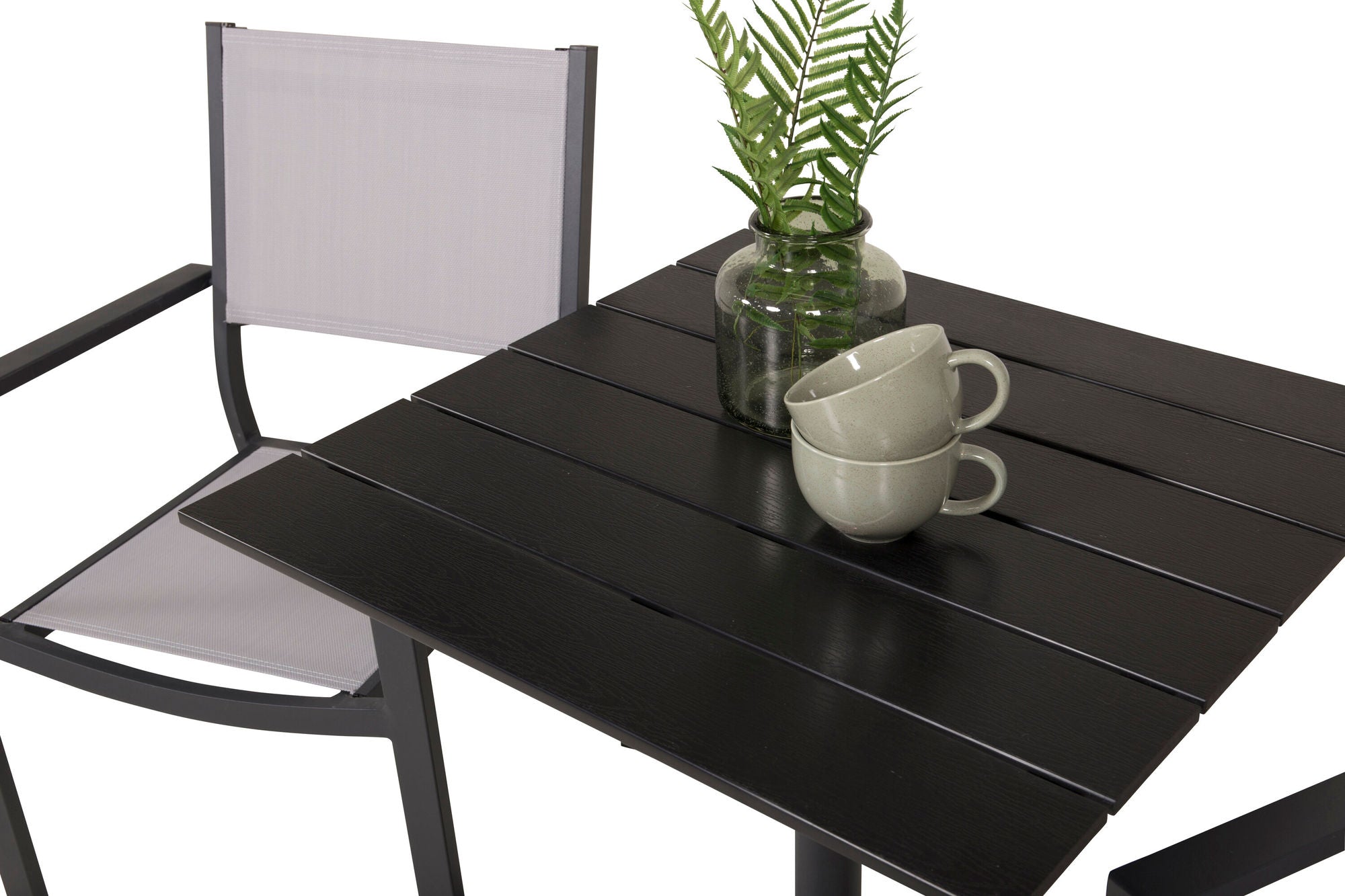 Venture Home Colorado - Cafébord - 70*70 - Matt Svart / Svart Aintwood+Copacabana Arm stol (