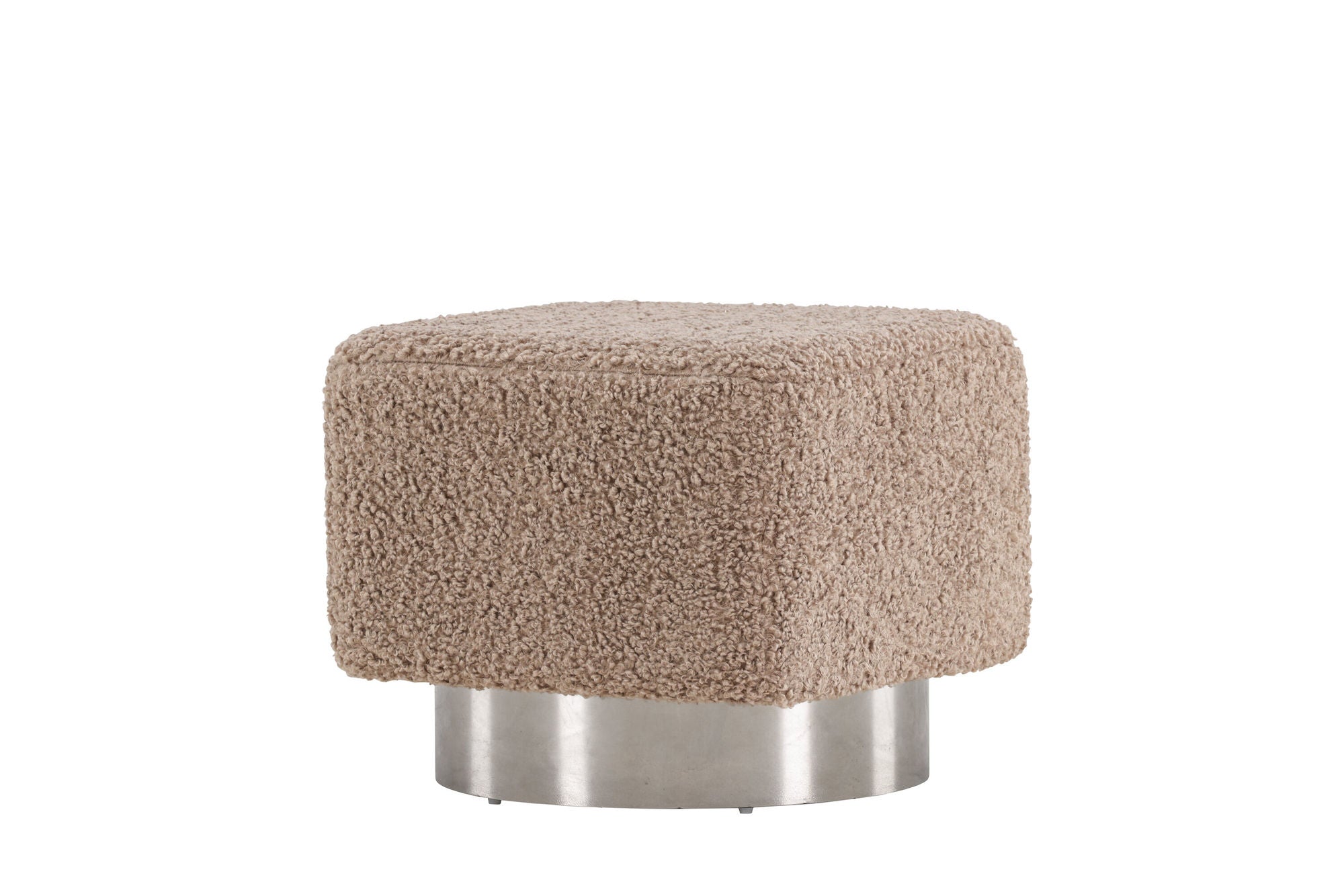 Venture Home Newton Ottoman/Pouf - Silver / Beige Teddy