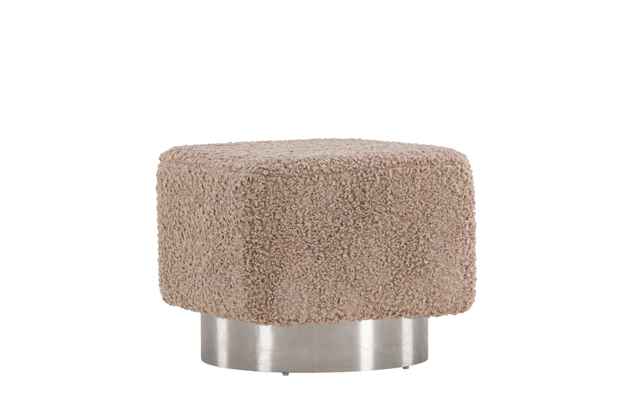 Venture Home Newton Ottoman/Pouf - Silver / Beige Teddy