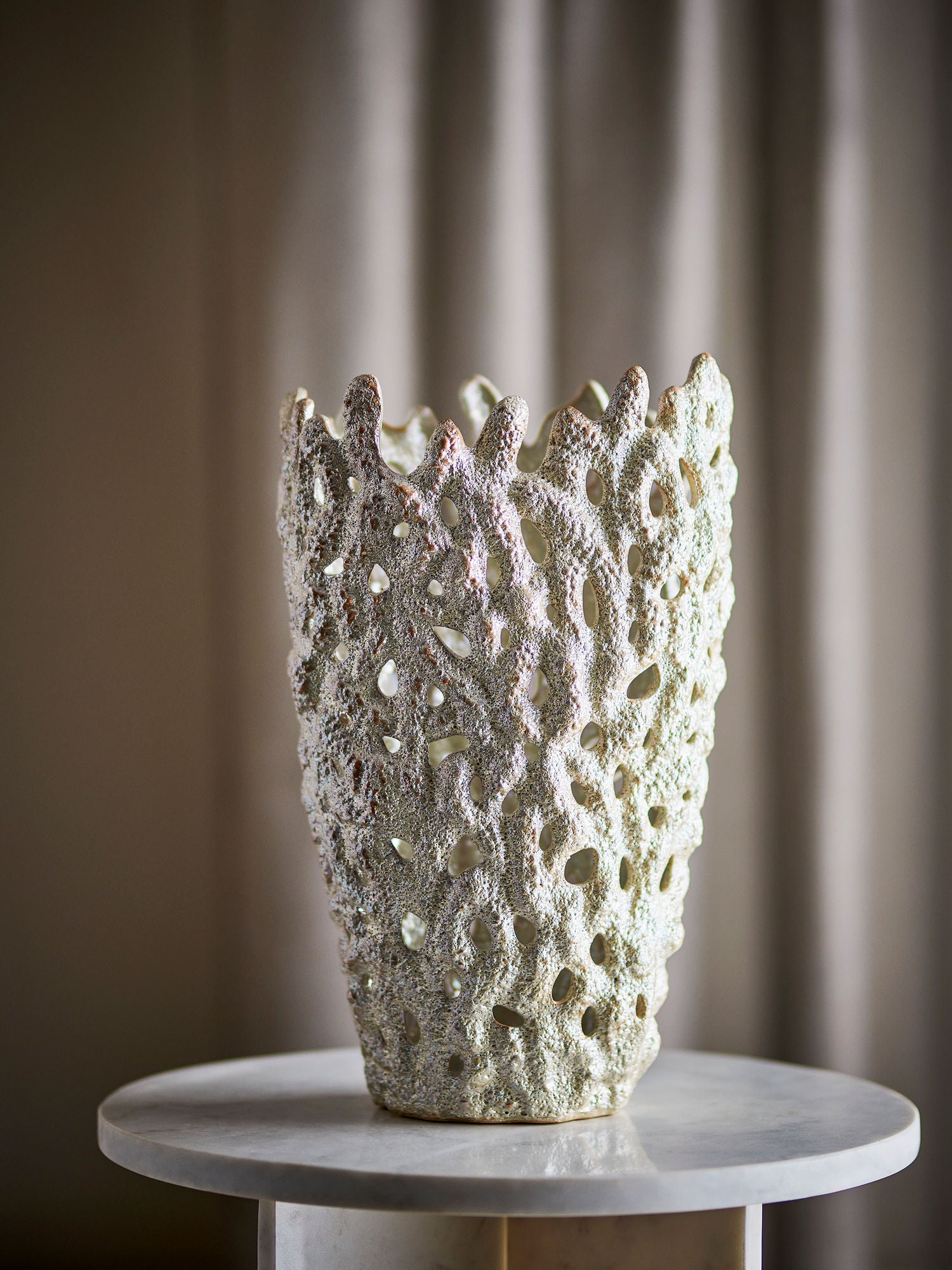 Bloomingville Eunice Deko Vase, Hvid, Stentøj
