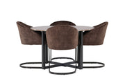 Venture Home Durango spisebord - Black / Walnut MDF +Evening Spisebordsstol - Matte brown / Brown Fabric _4