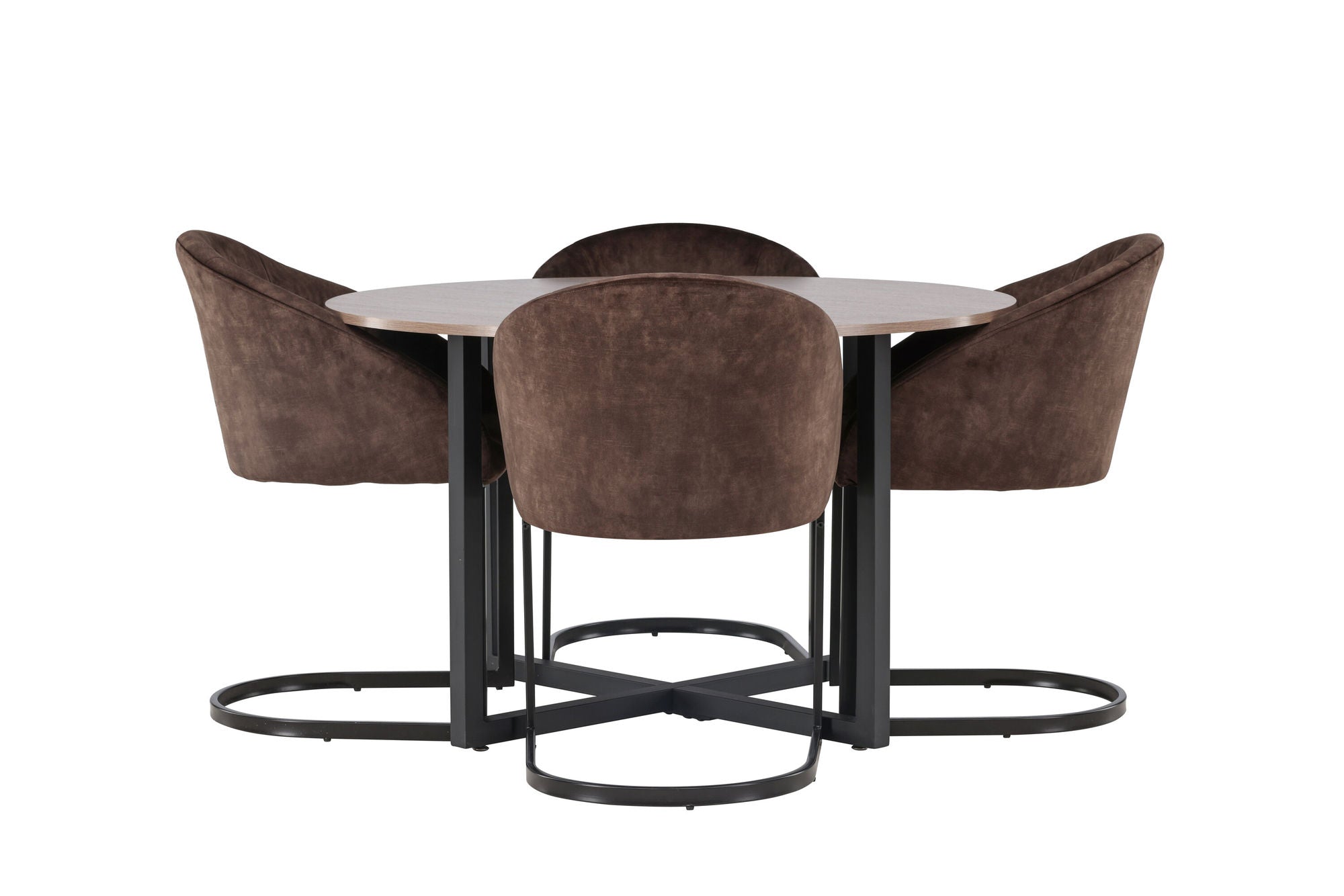 Venture Home Durango spisebord - Black / Walnut MDF +Evening Spisebordsstol - Matte brown / Brown Fabric _4