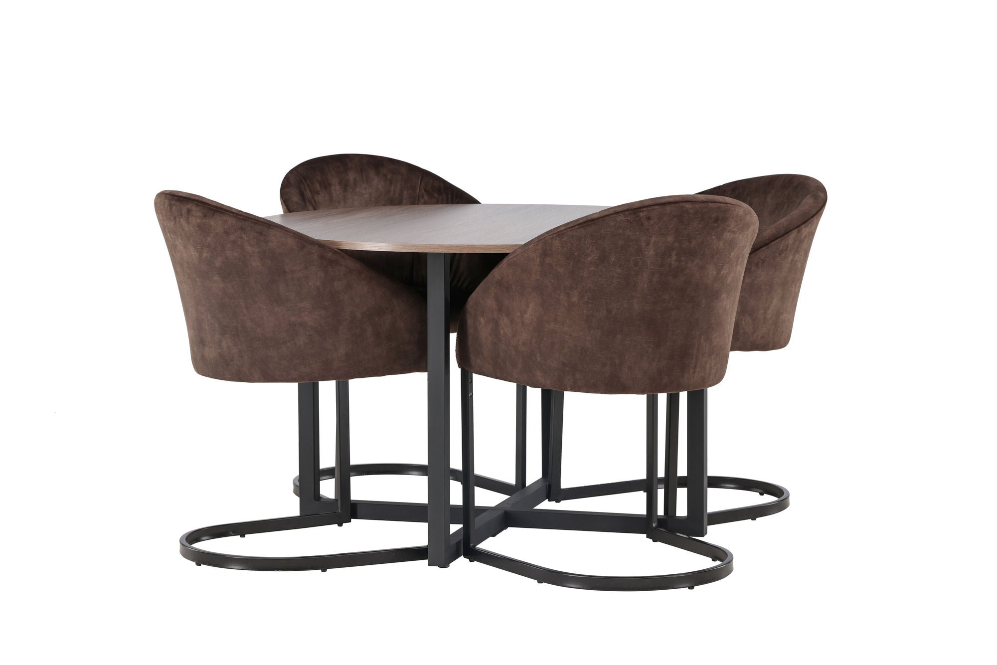Venture Home Durango spisebord - Black / Walnut MDF +Evening Spisebordsstol - Matte brown / Brown Fabric _4