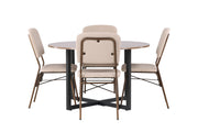 Venture Home Durango spisebord - Black / Walnut MDF +Seda Spisebordsstol - Matte brown / Beige Fabric _4