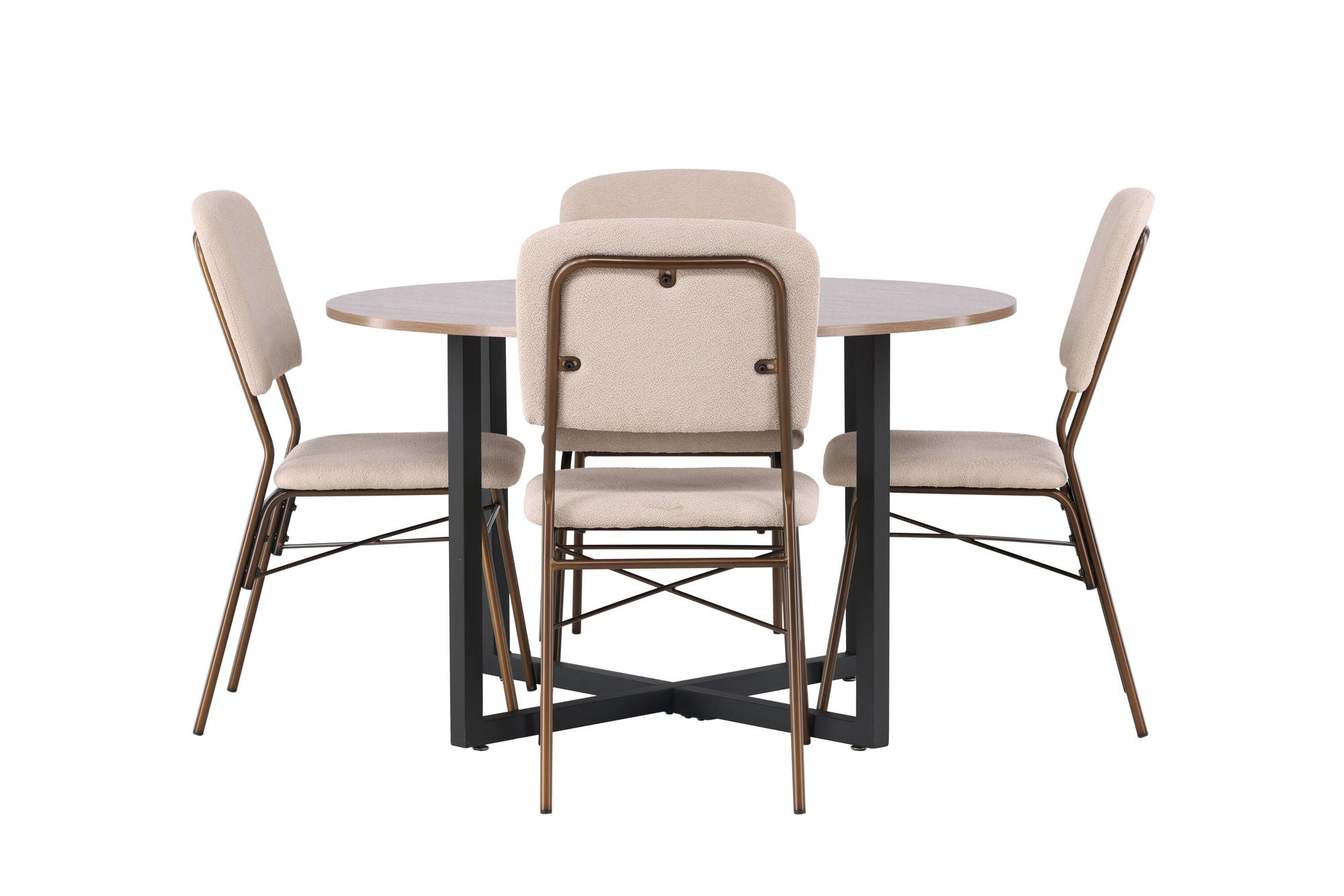Venture Home Durango spisebord - Black / Walnut MDF +Seda Spisebordsstol - Matte brown / Beige Fabric _4