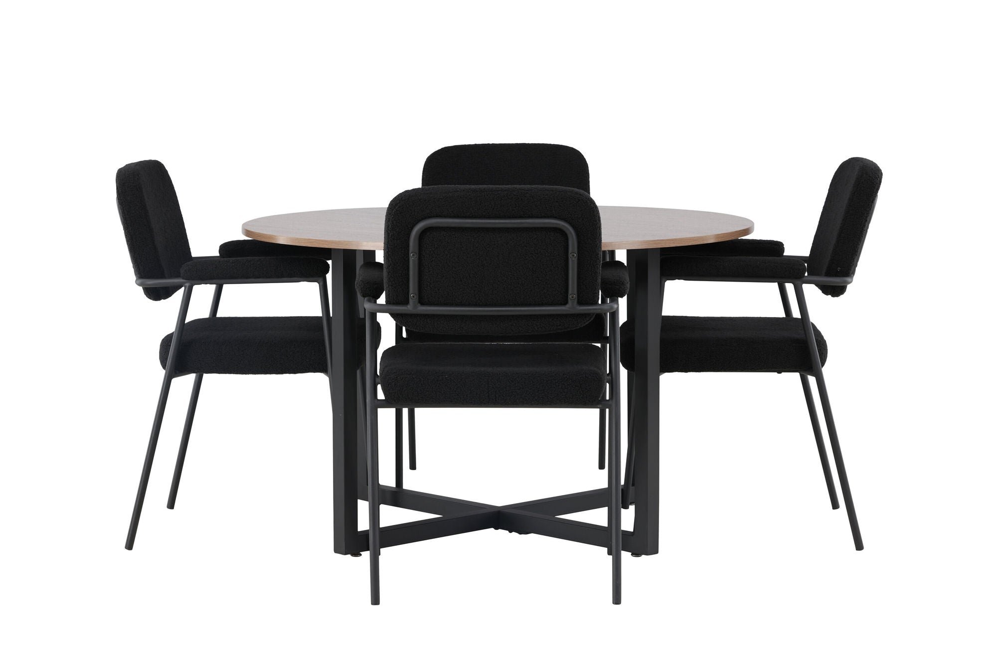 Venture Home Durango spisebord - Black / Walnut MDF +Yesterday Spisebordsstol - Black / Black Boucle _4