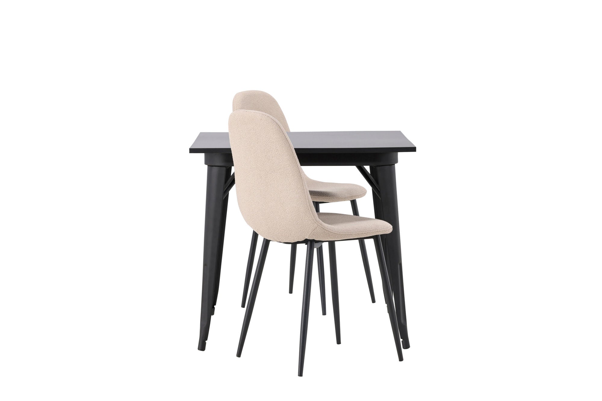 Venture Home Tempe spisebord - Black / Black MDF +Polar Spisebordsstol - Black / Beige Boucle _2
