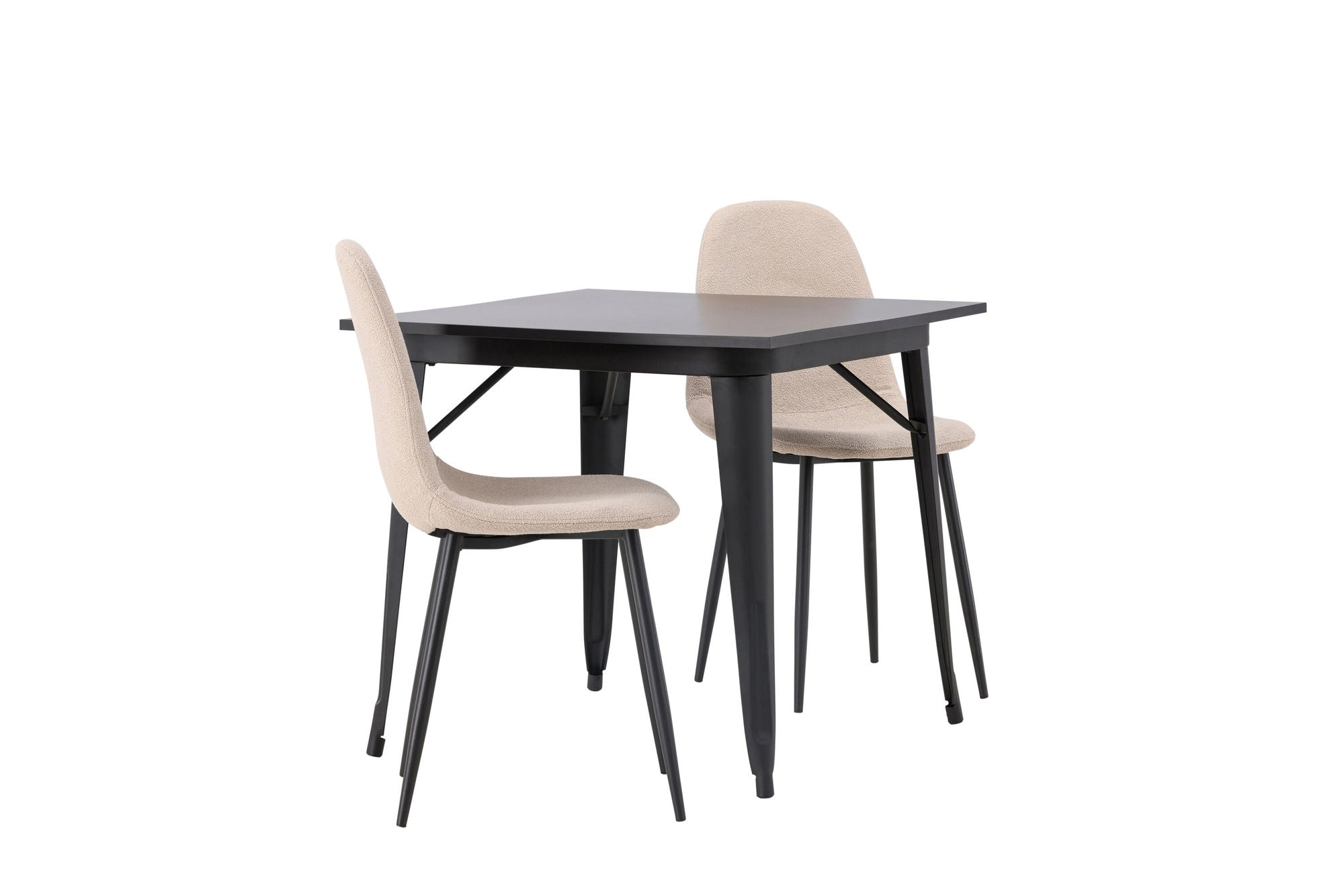 Venture Home Tempe spisebord - Black / Black MDF +Polar Spisebordsstol - Black / Beige Boucle _2