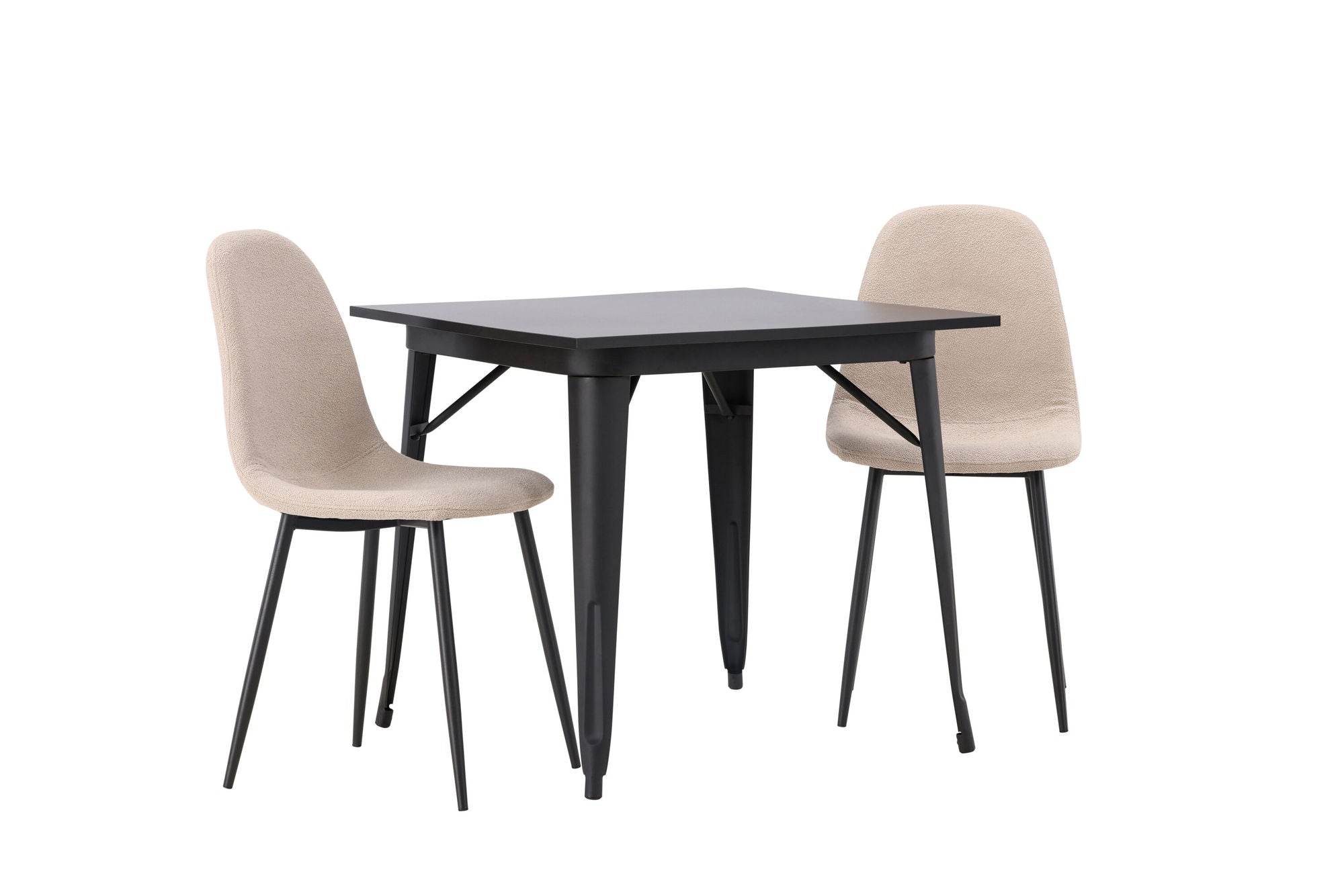Venture Home Tempe spisebord - Black / Black MDF +Polar Spisebordsstol - Black / Beige Boucle _2