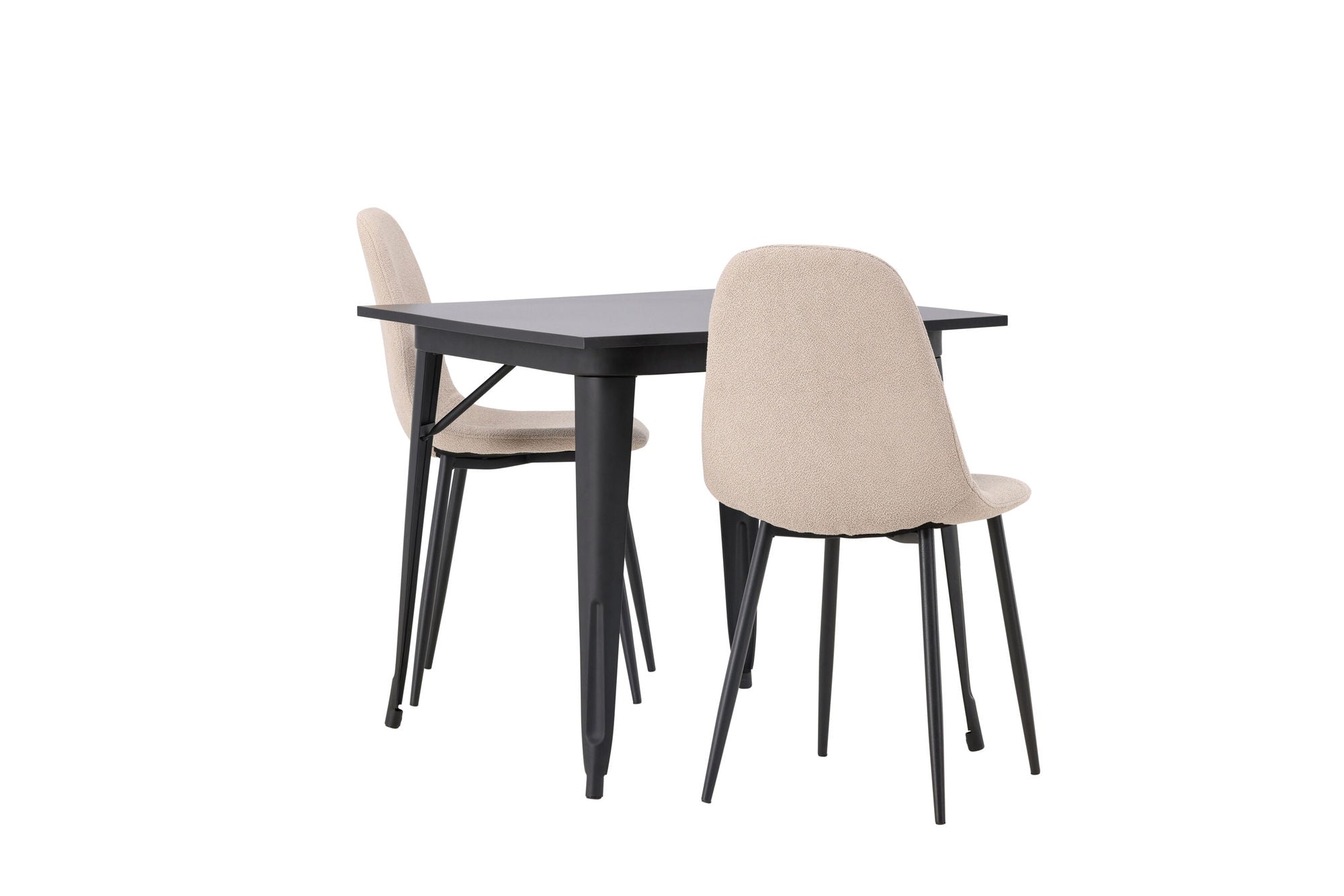 Venture Home Tempe spisebord - Black / Black MDF +Polar Spisebordsstol - Black / Beige Boucle _2