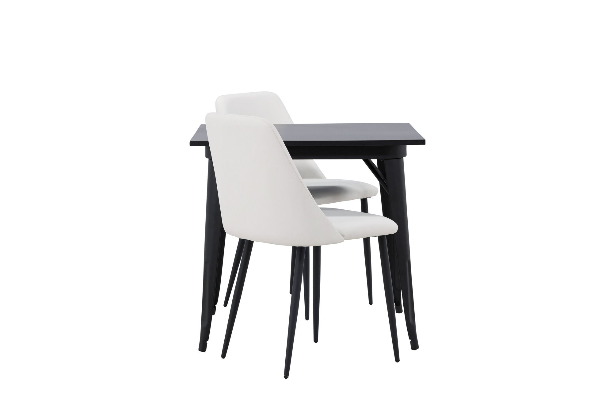 Venture Home Tempe spisebord - Black / Black MDF +Night Spisebordsstol - Black / White PU _2